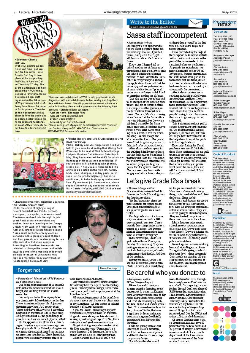 Krugersdorp News 30 April 2021 page 4