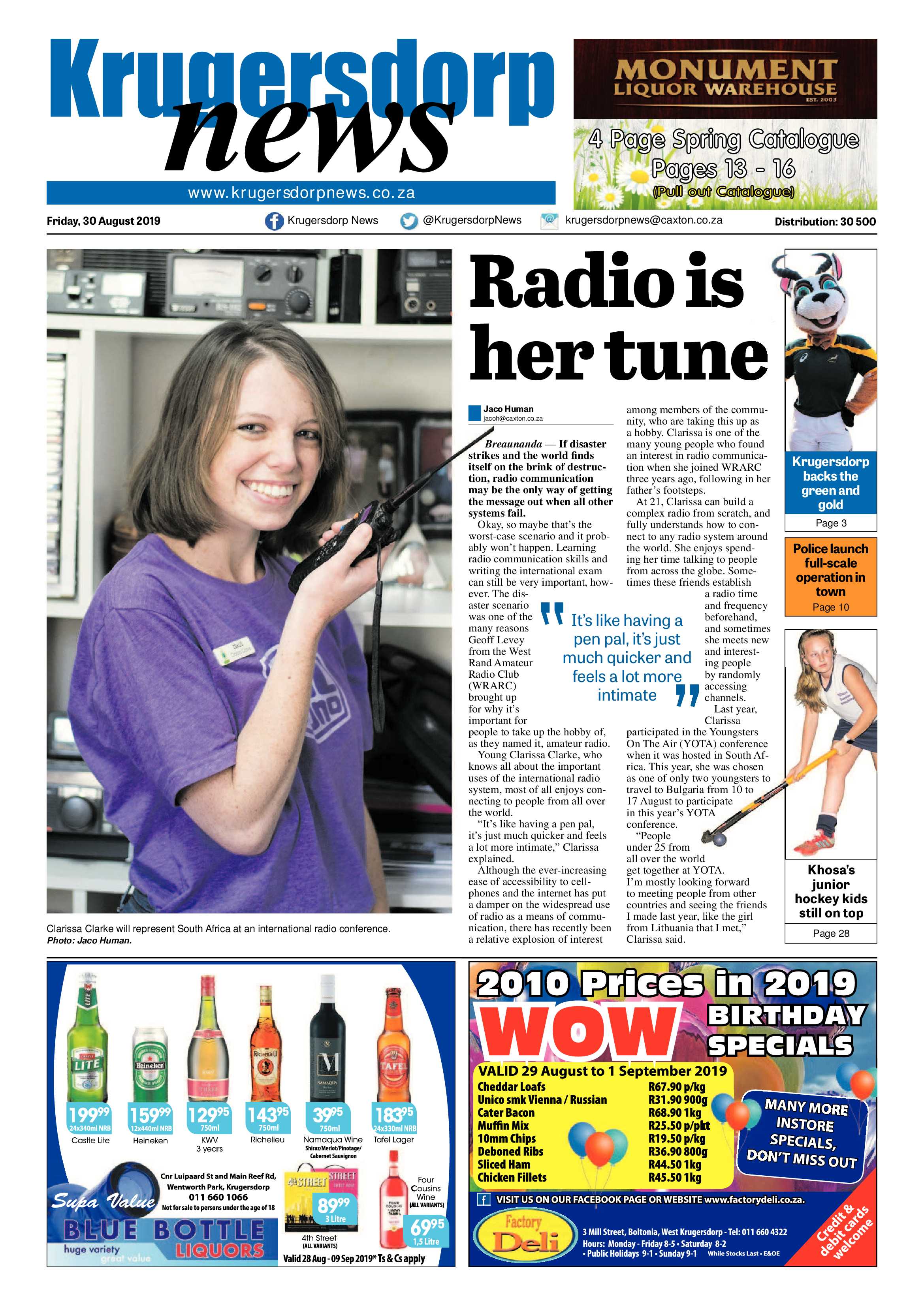 Krugersdorp News 30 August 2019 page 1