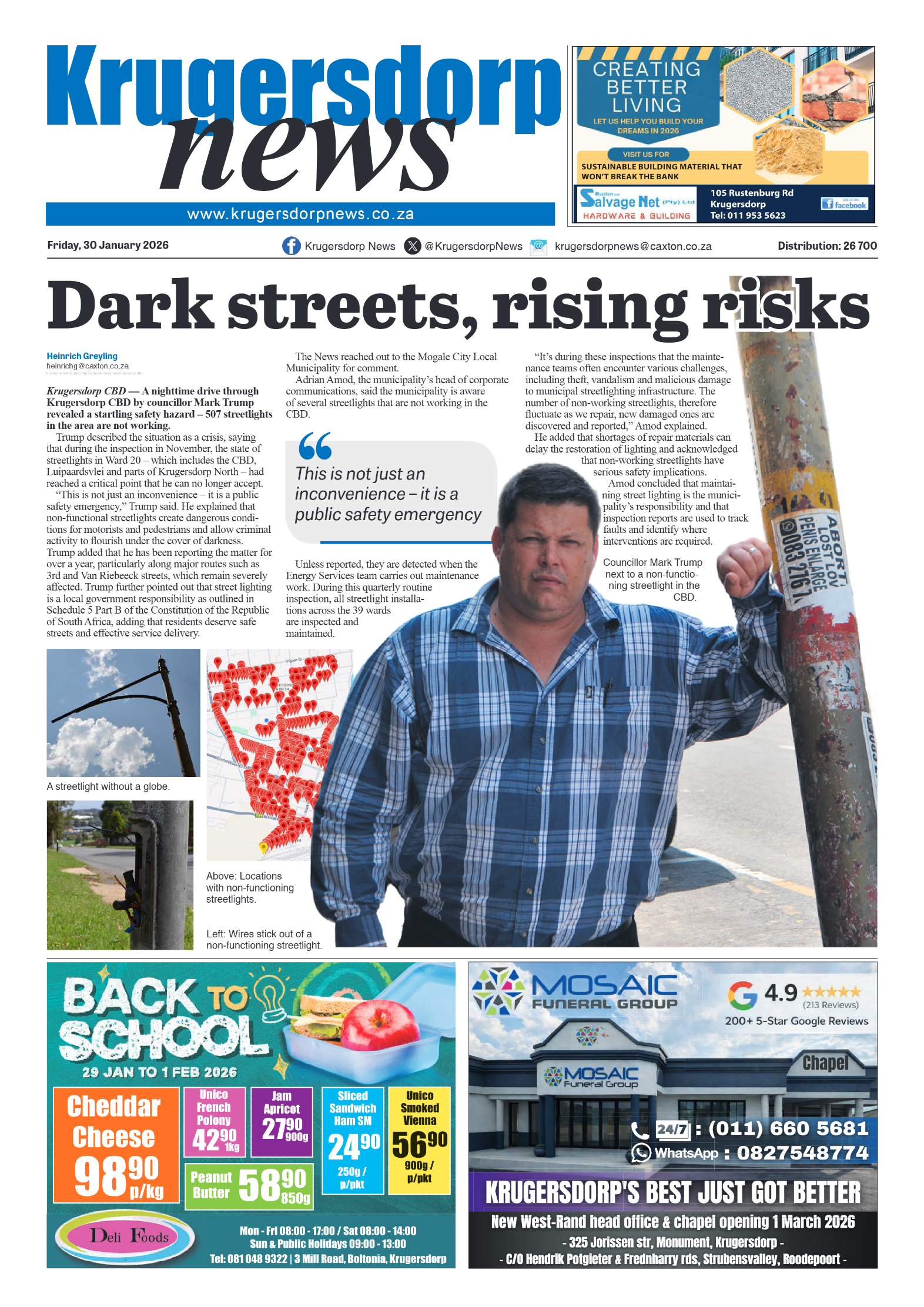 Krugersdorp News 30 January 2026 page 1