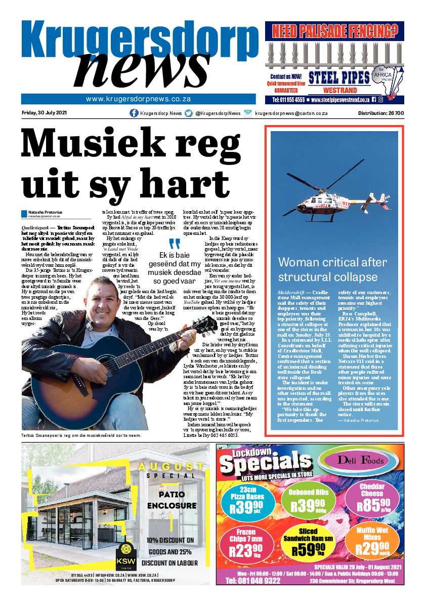 Krugersdorp News 30 July 2021 page 1