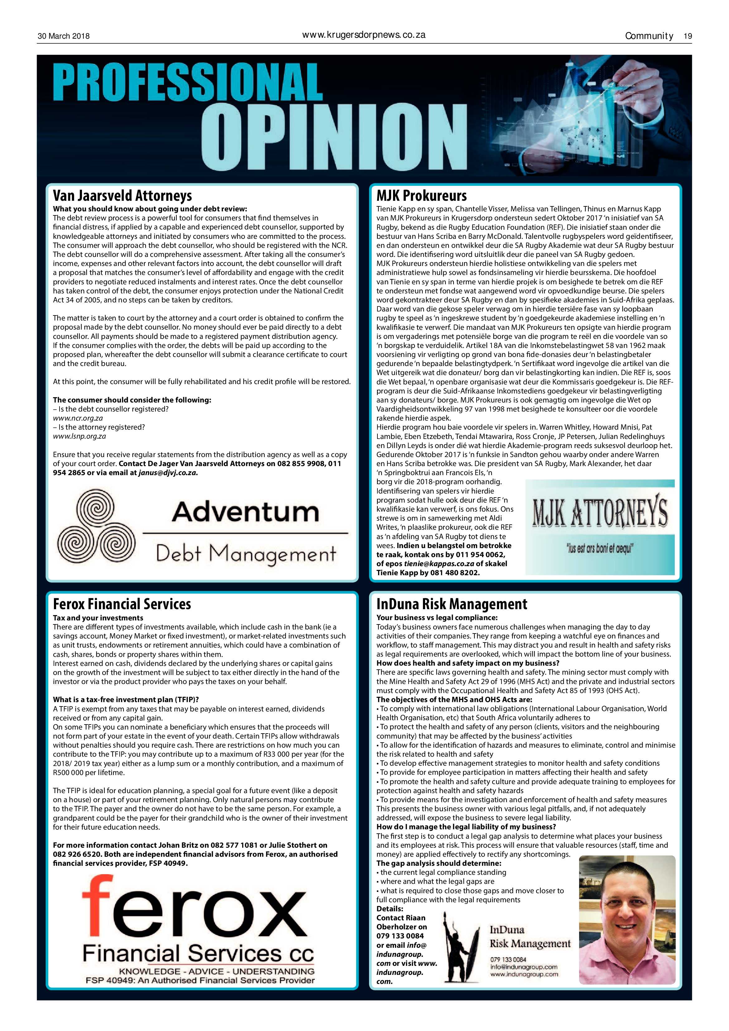 Krugersdorp News 30 March 2018 page 19