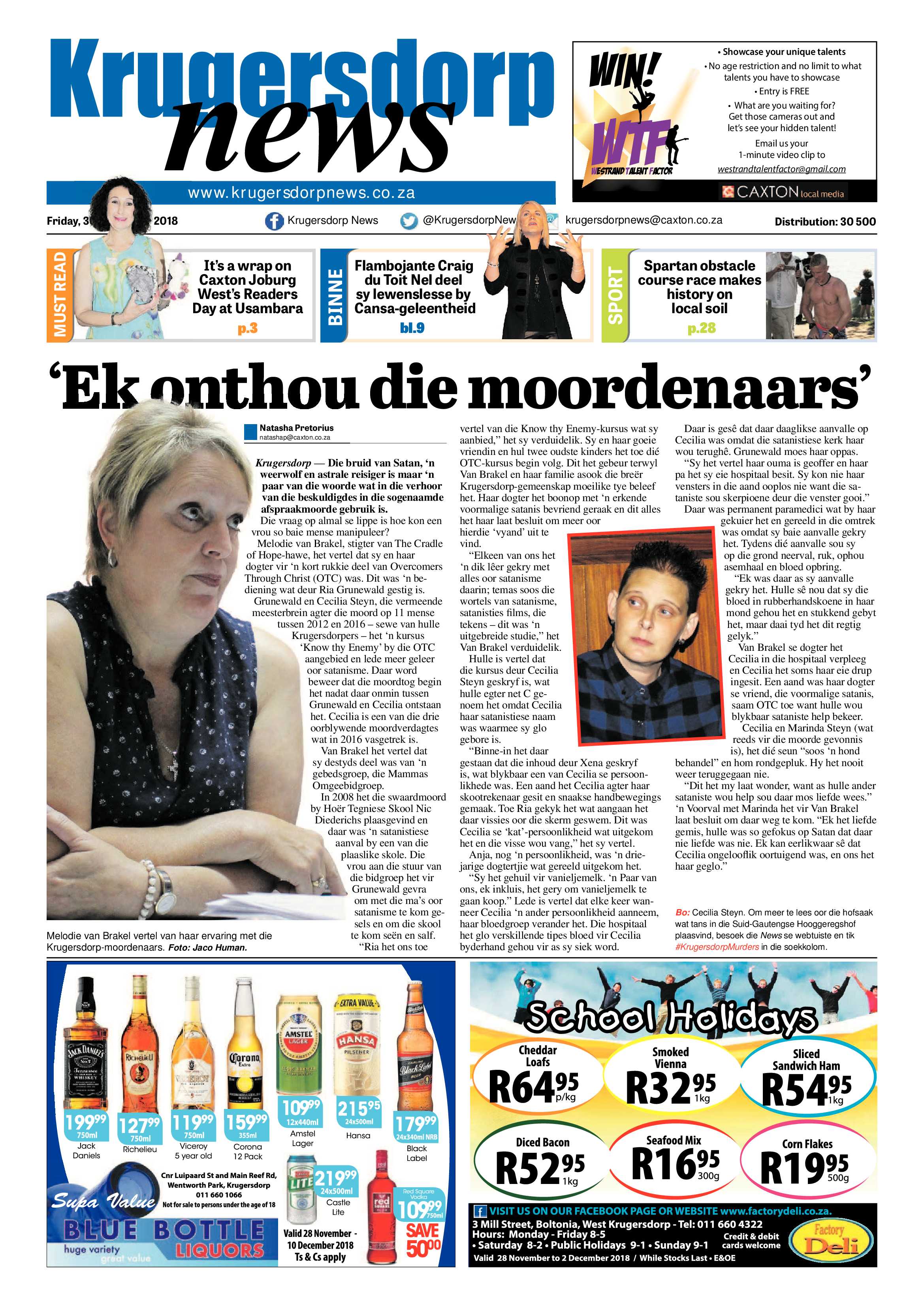 Krugersdorp News 30 November 2018 page 1