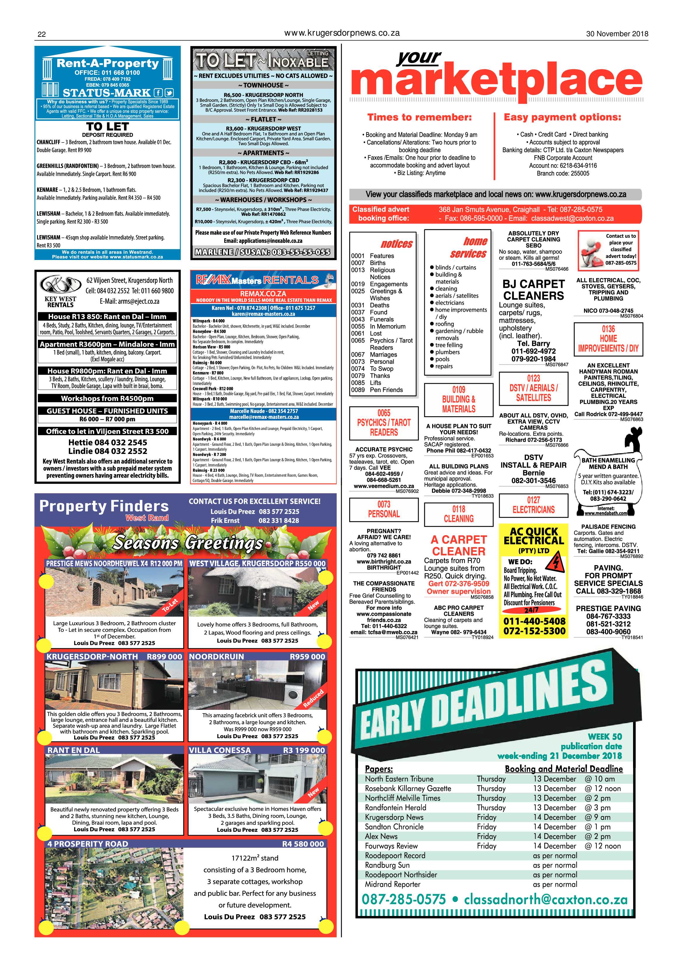 Krugersdorp News 30 November 2018 page 22