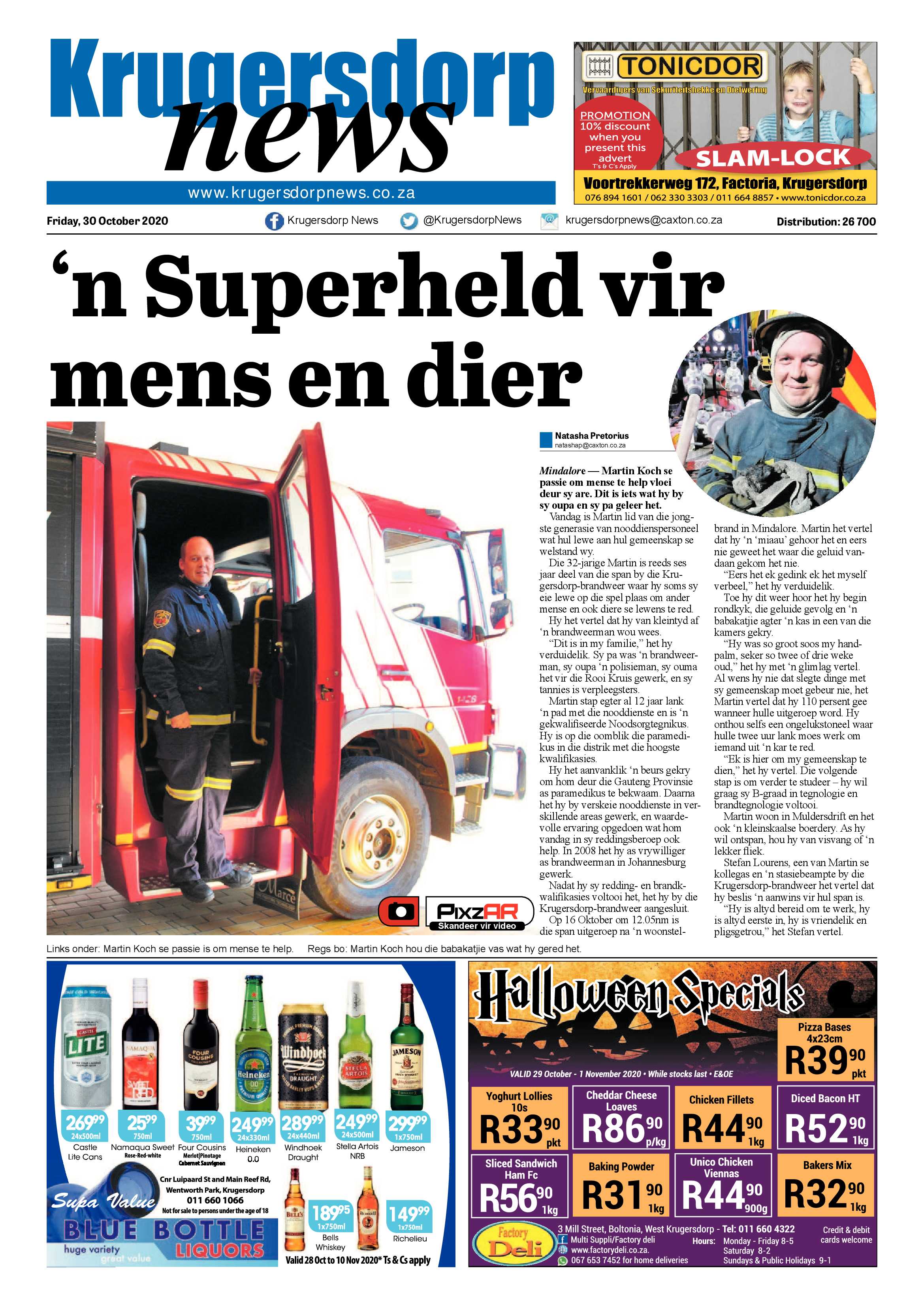 Krugersdorp News 30 October 2020 page 1