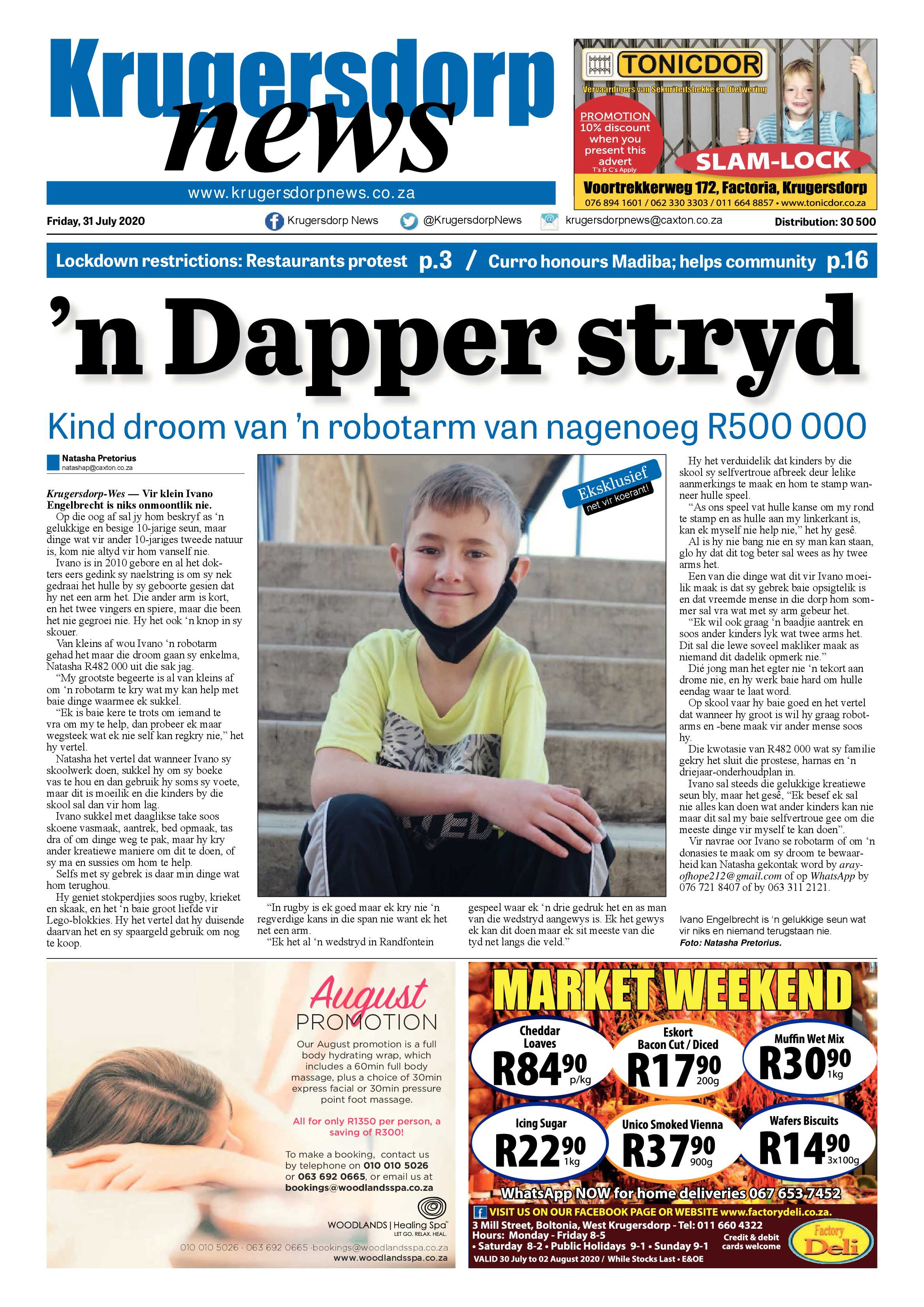 Krugersdorp News 31 July 2020 page 1