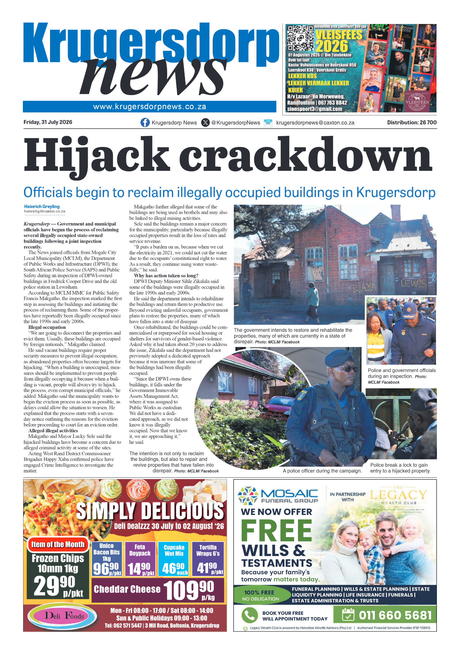 Krugersdorp News 31 July 2026 page 1