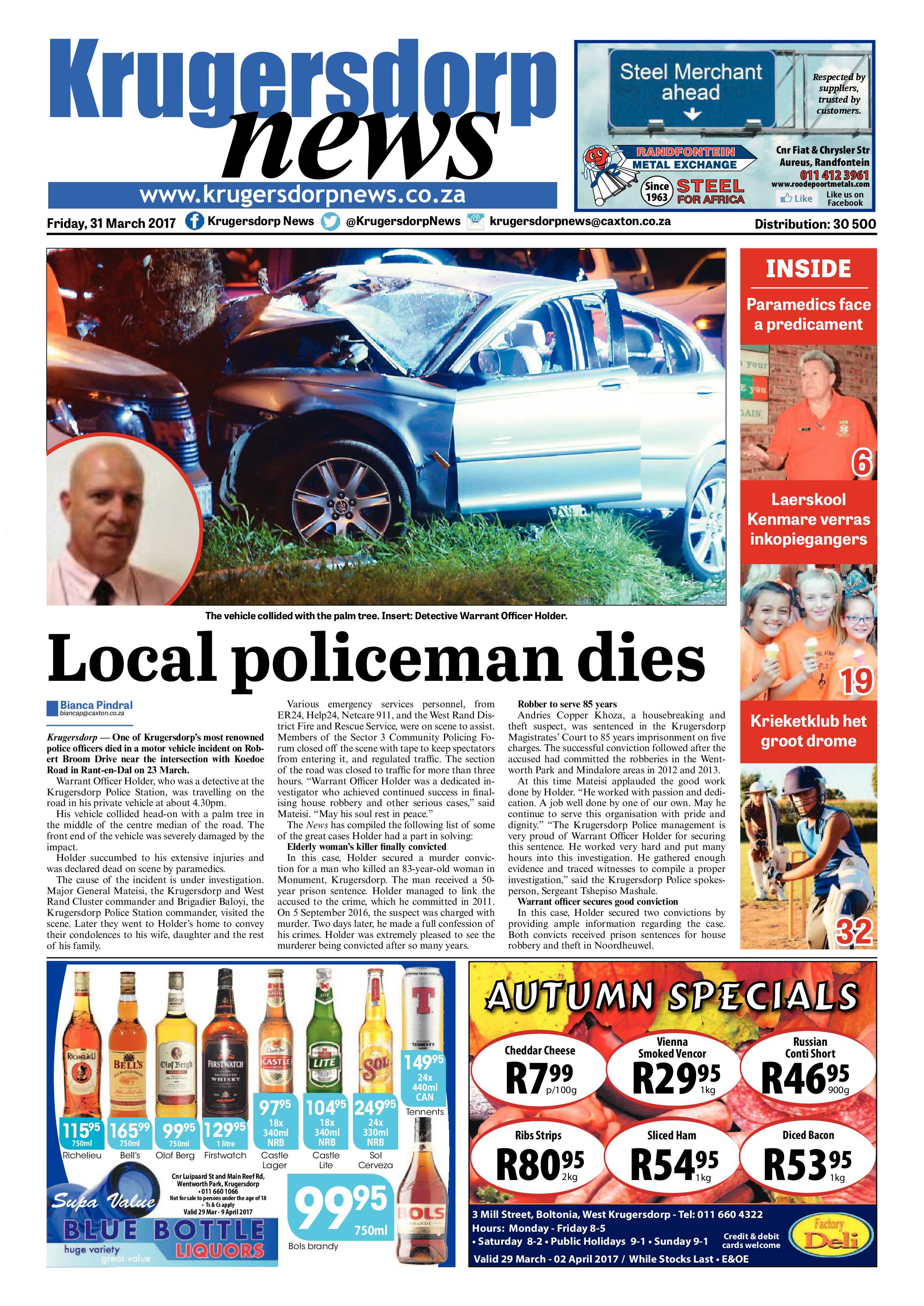 Krugersdorp News 31 March 2017 page 1