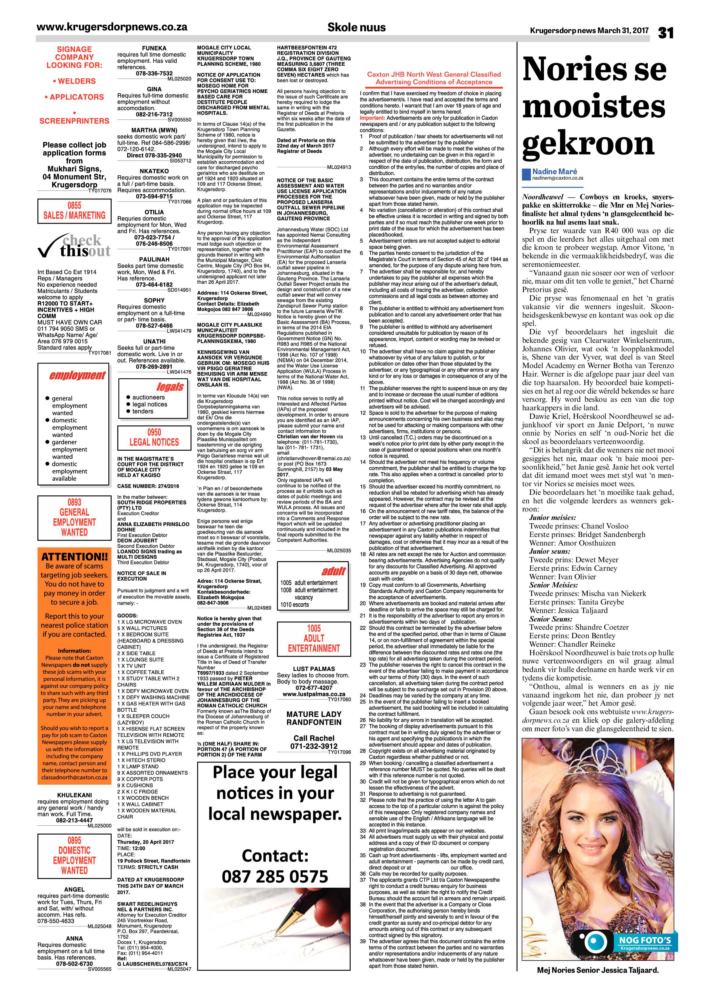 Krugersdorp News 31 March 2017 page 31
