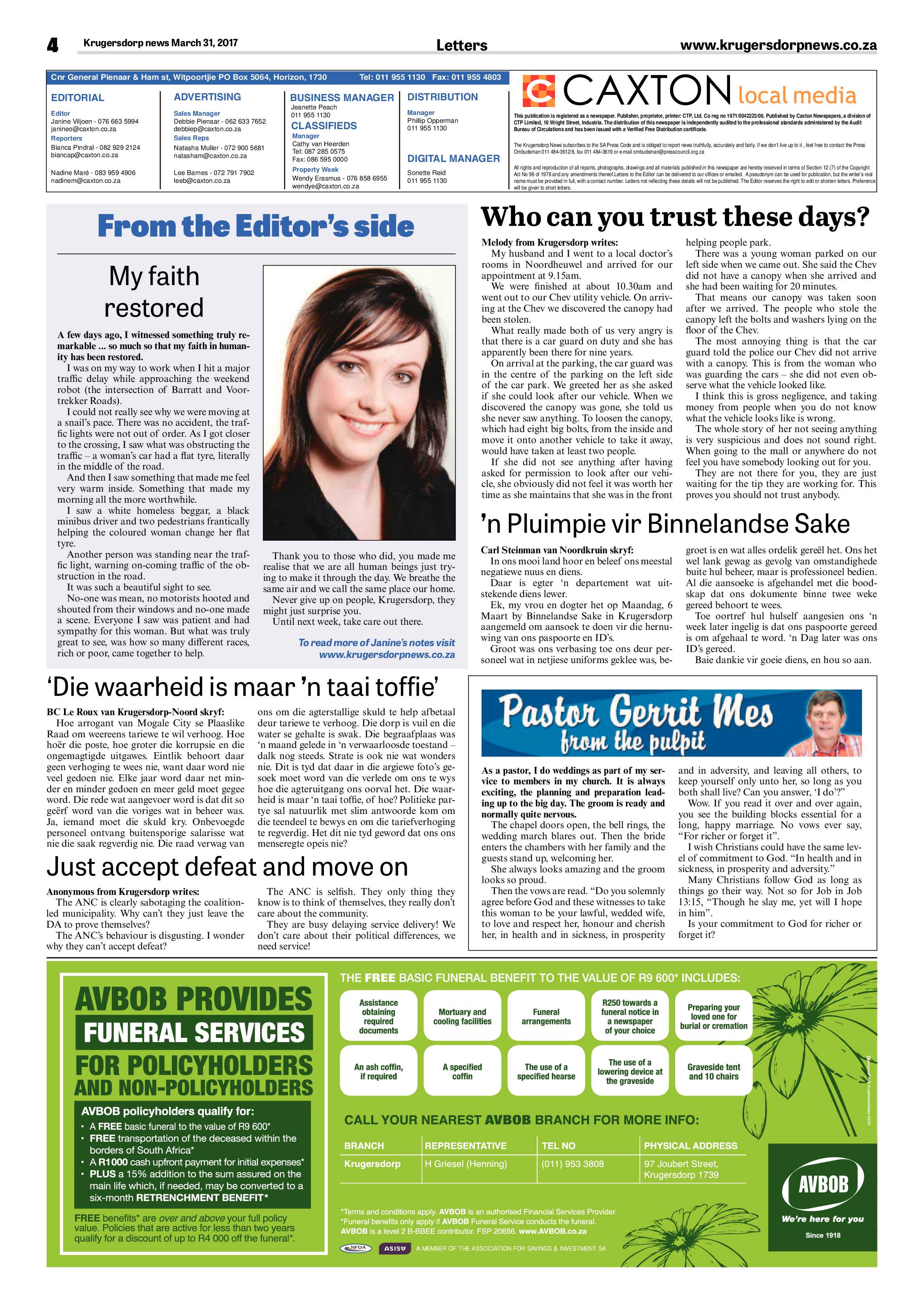 Krugersdorp News 31 March 2017 page 4