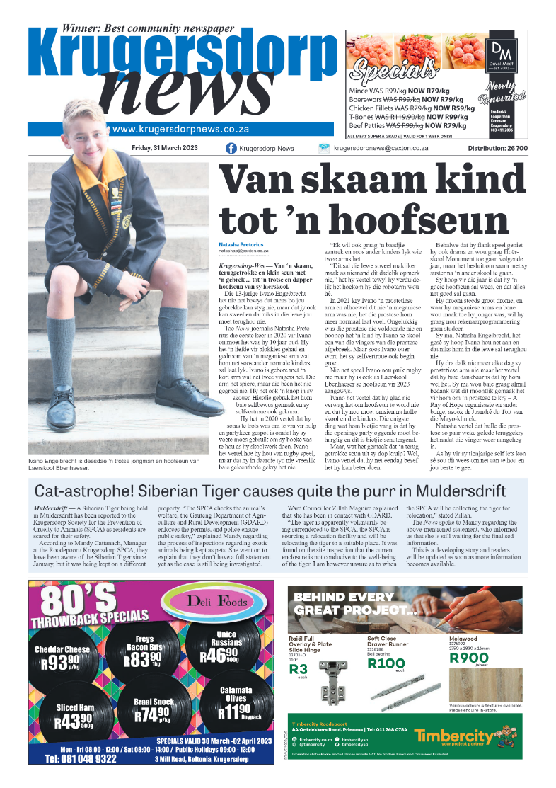Krugersdorp News 31 March 2023 page 1
