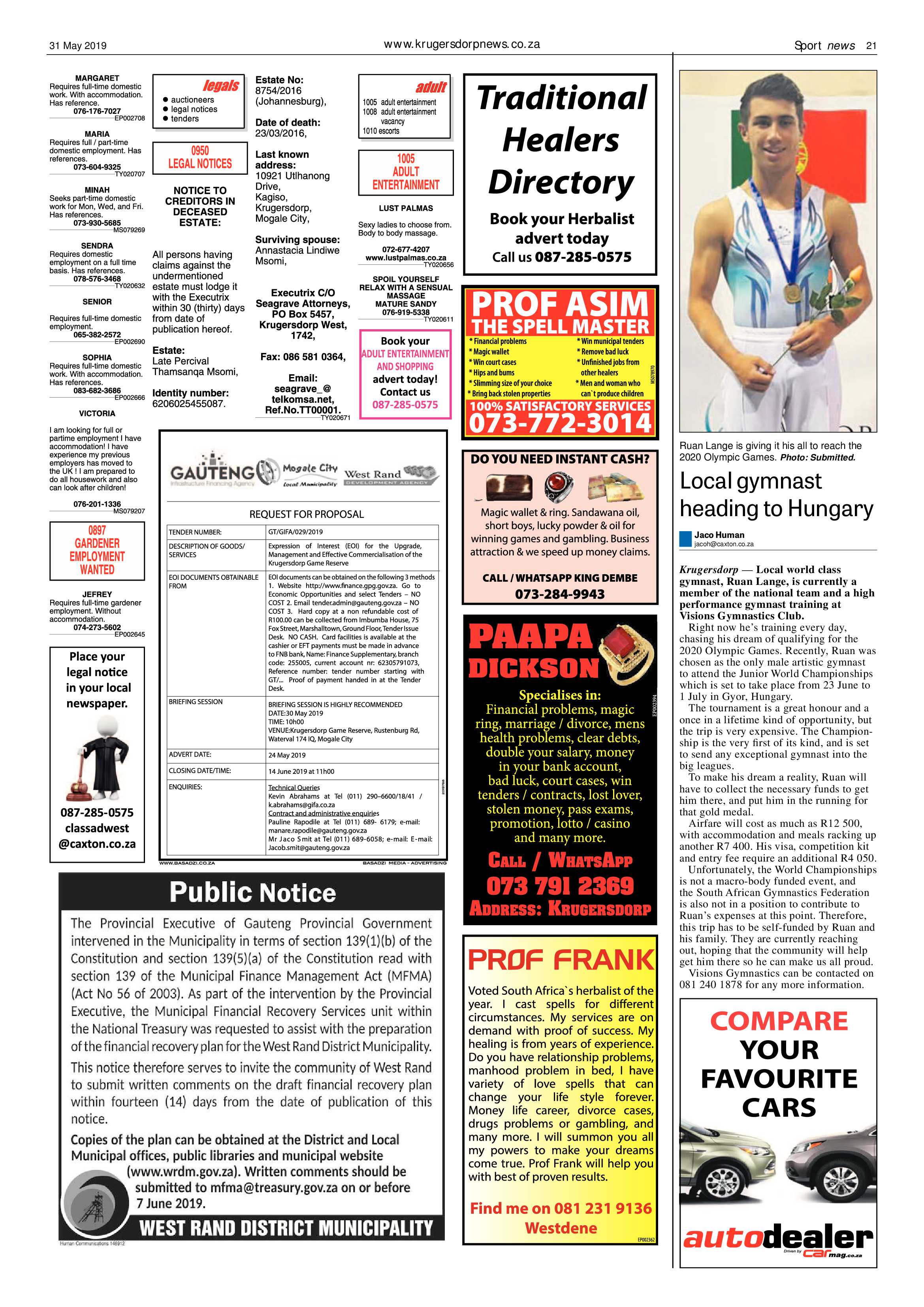Krugersdorp News 31 May 2019 page 21