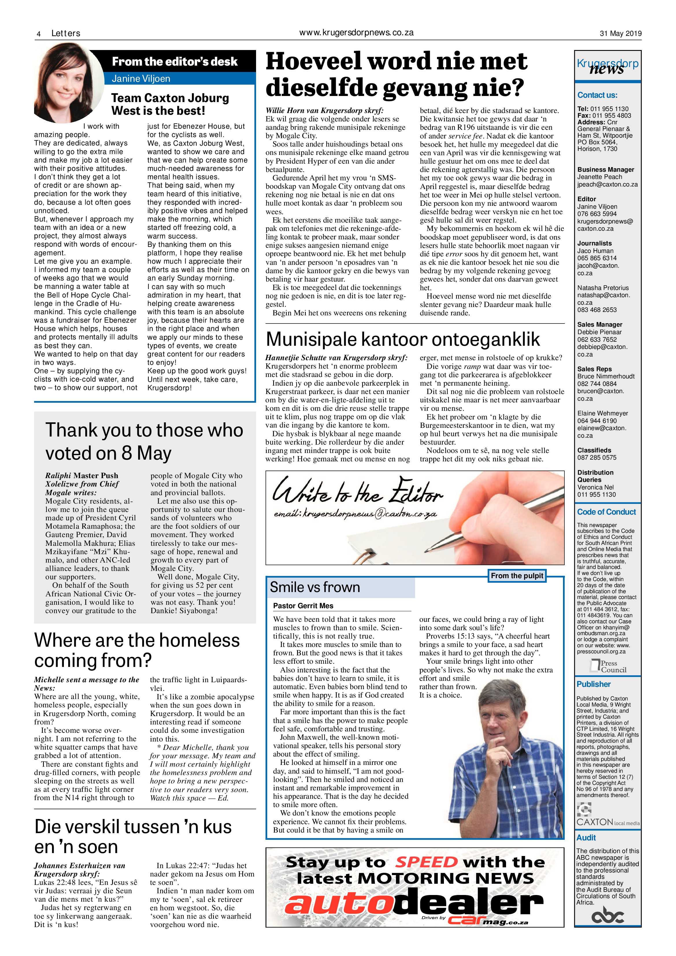 Krugersdorp News 31 May 2019 page 4