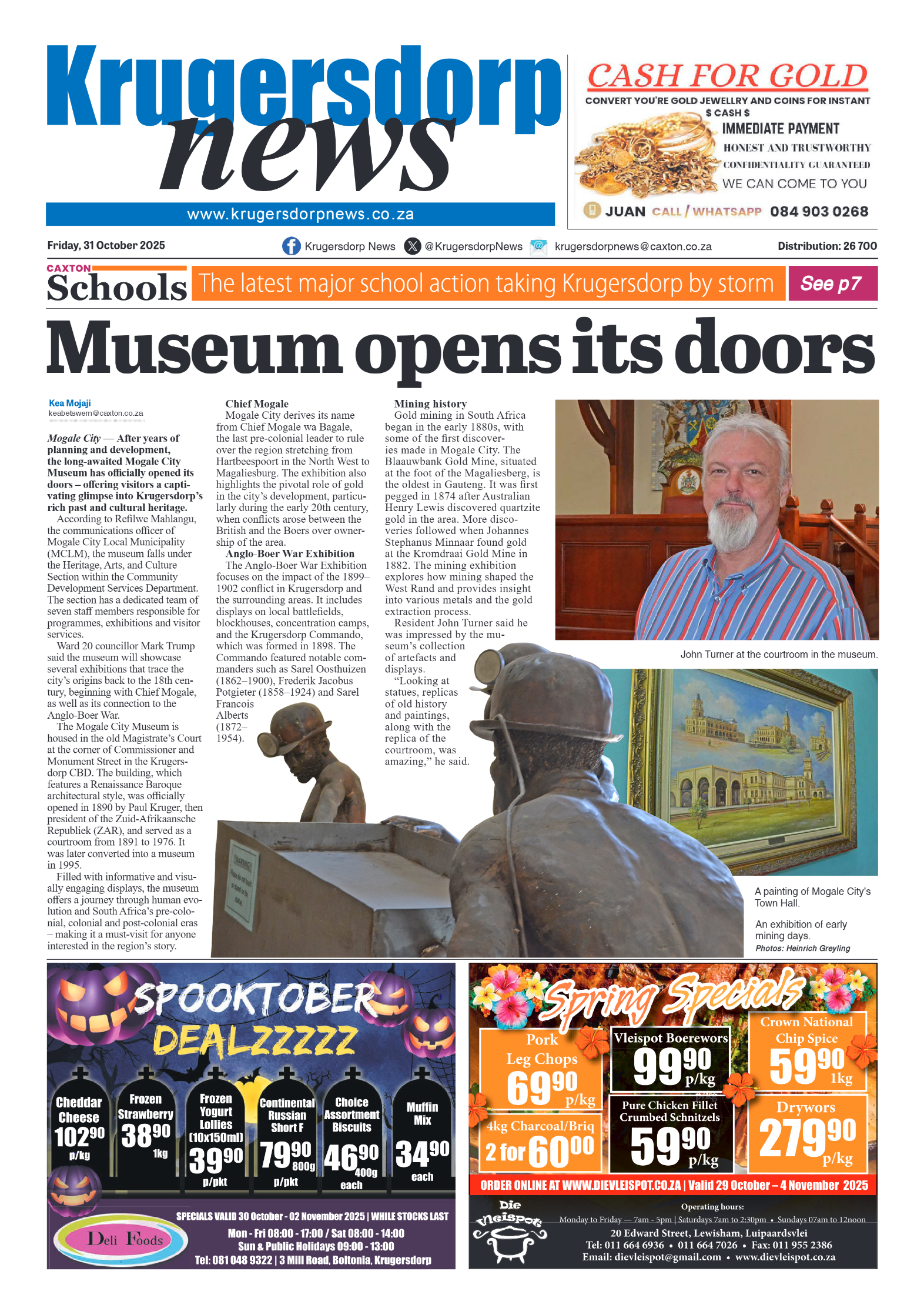 Krugersdorp News 31 October 2025 page 1