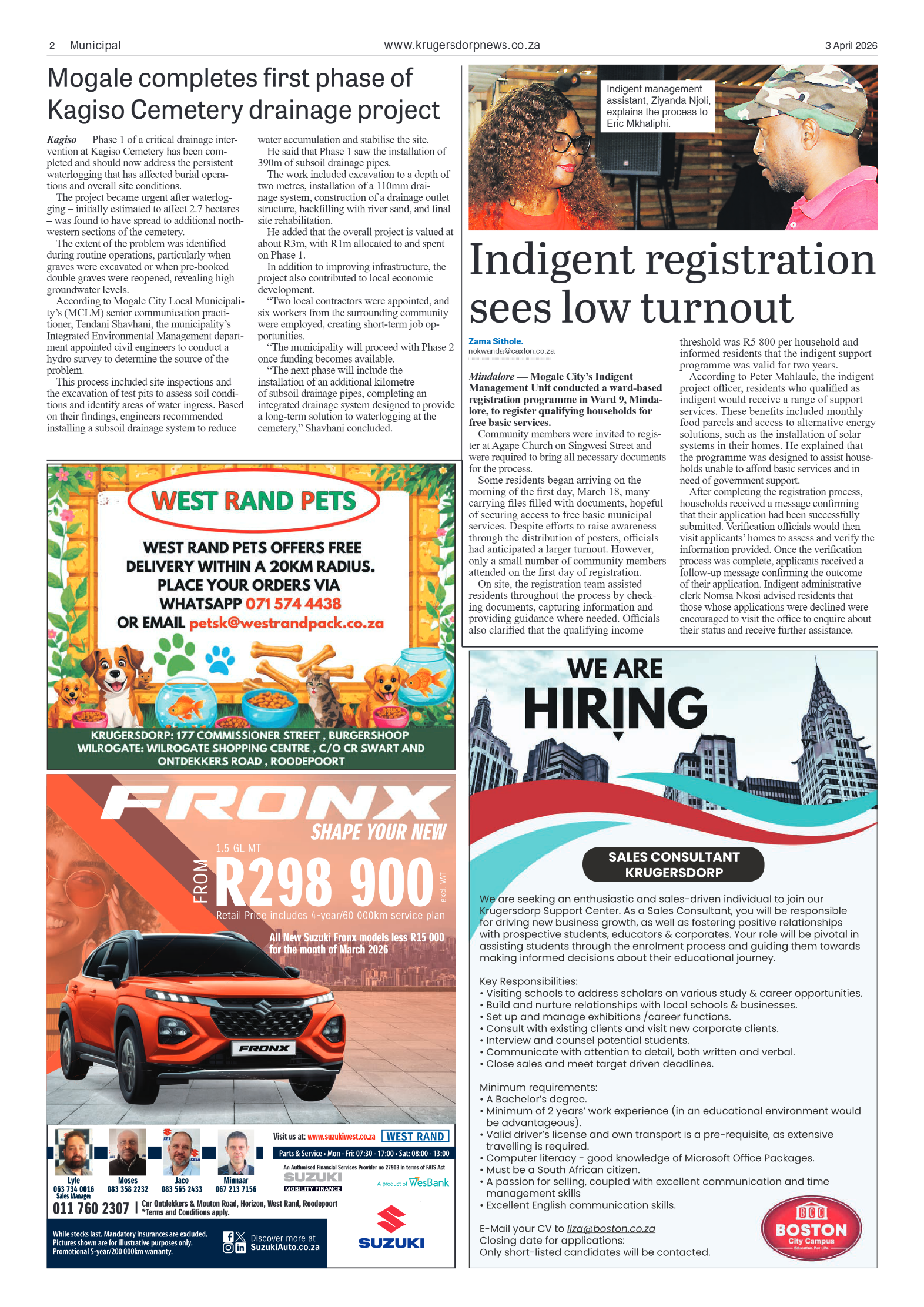 Krugersdorp News 3 April 2026 page 2
