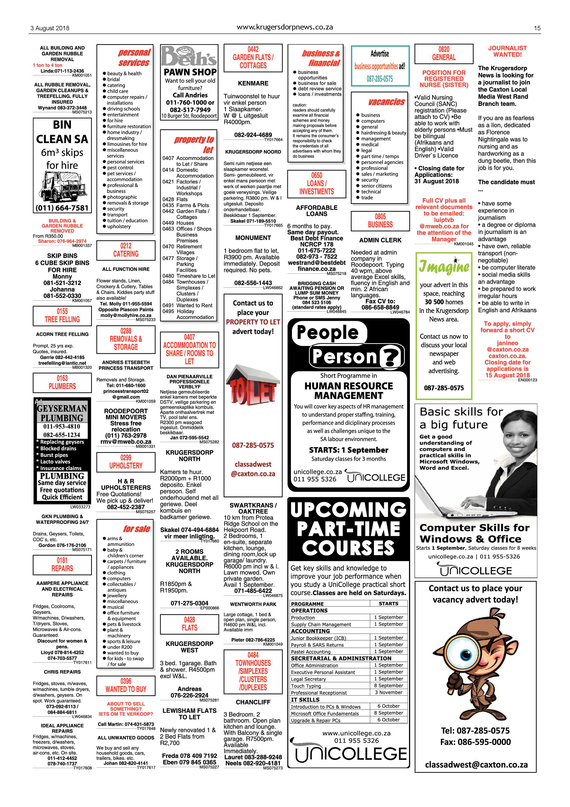 Krugersdorp News 3 August 2018 page 15