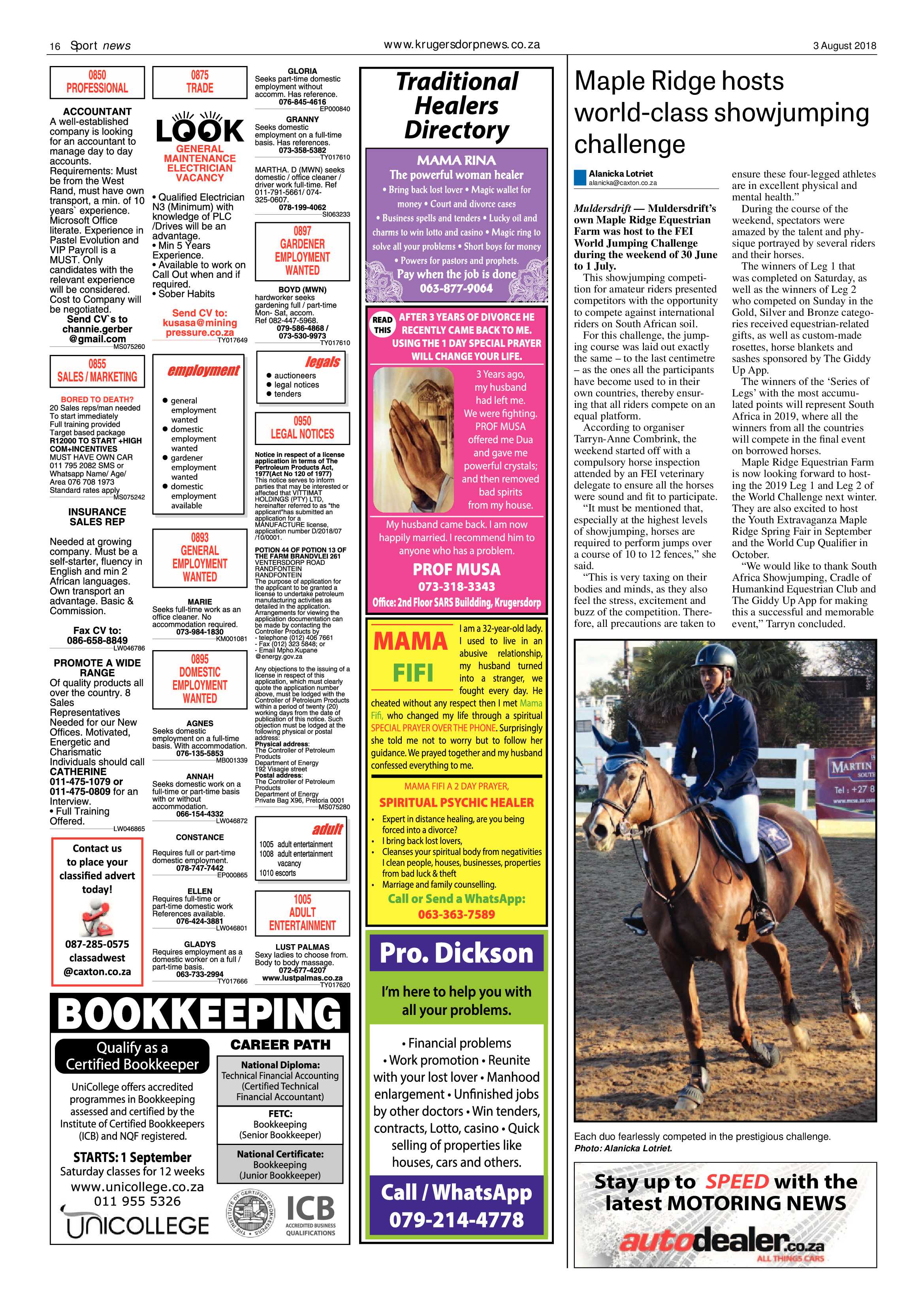 Krugersdorp News 3 August 2018 page 16