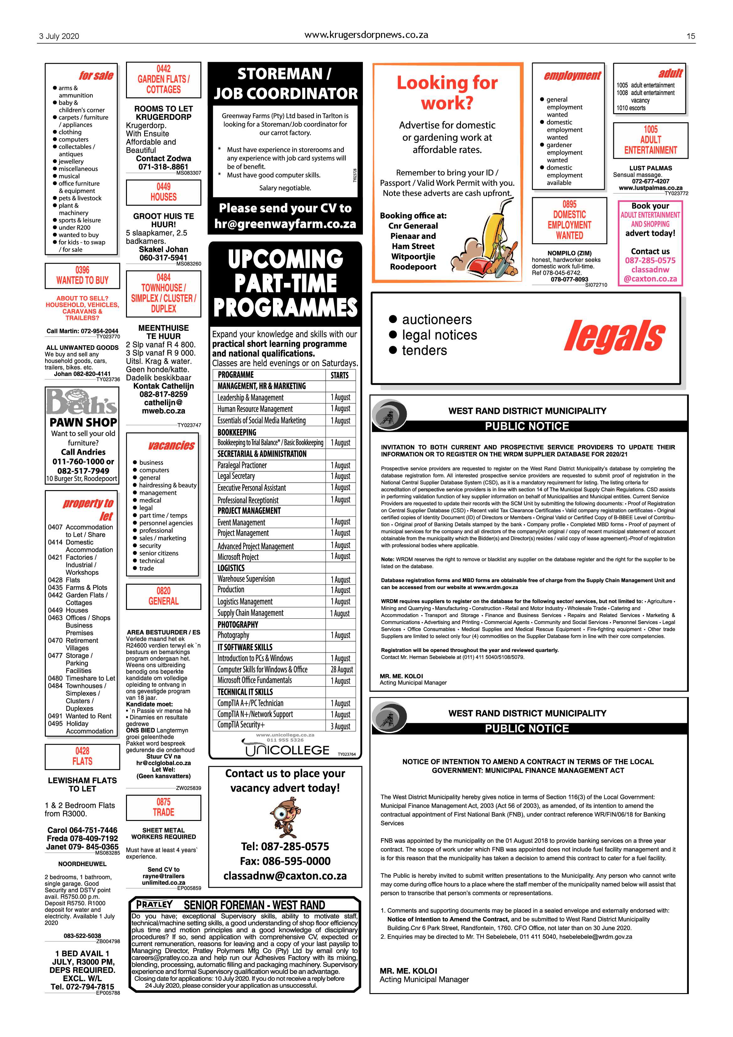 Krugersdorp News 3 July 2020 page 15