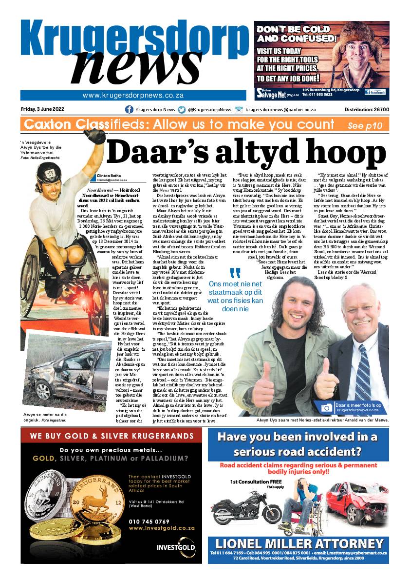 Krugersdorp News 3 June 2022 page 1