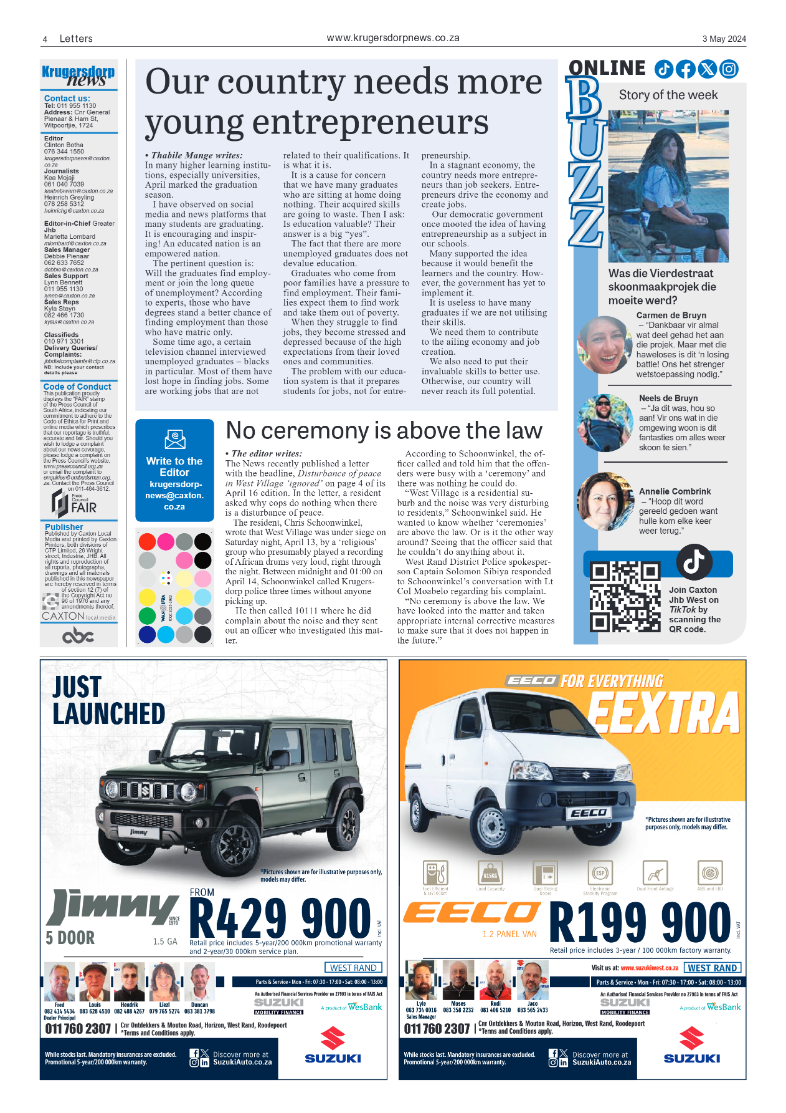 Krugersdorp News 3 May 2024 page 4