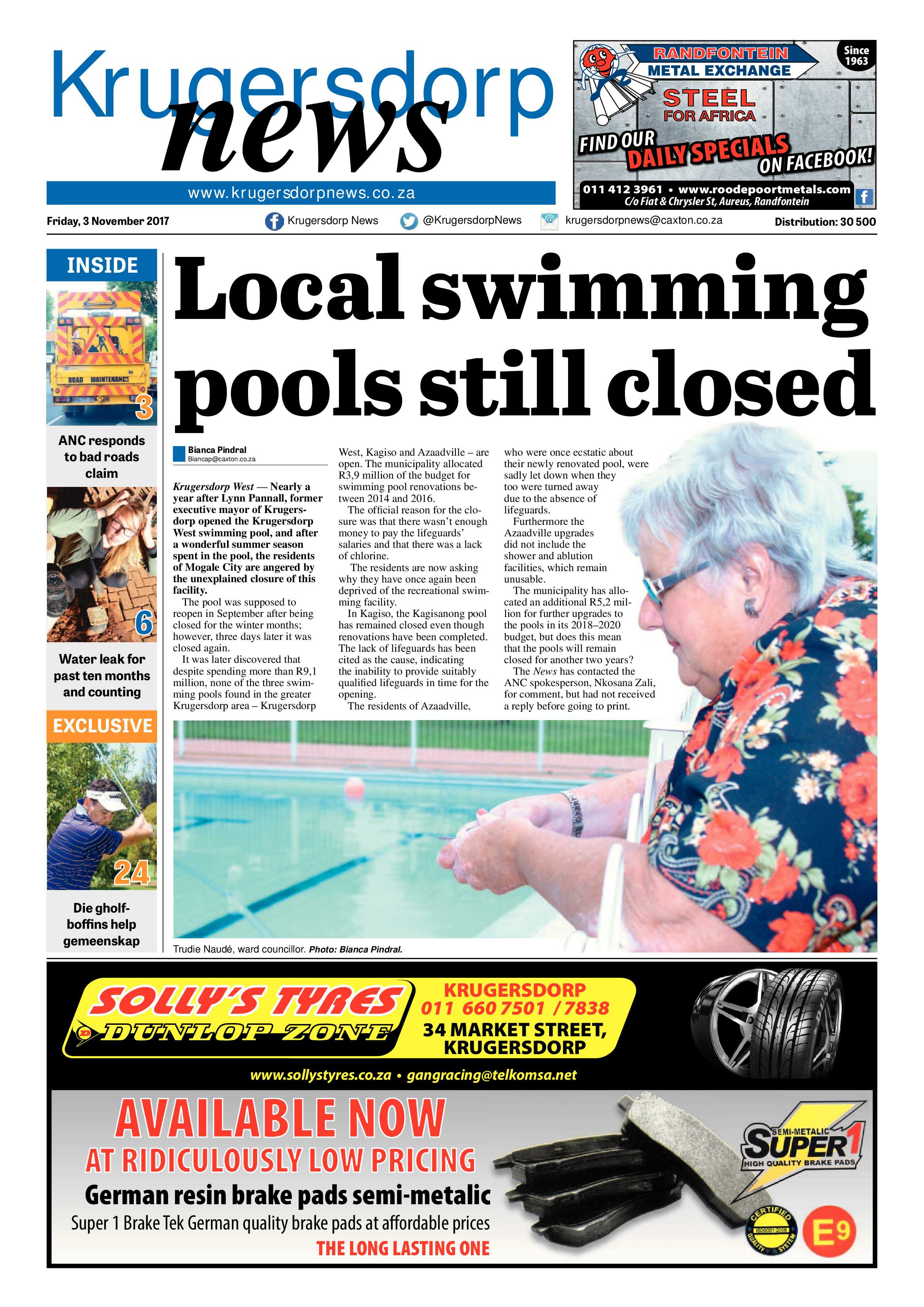 Krugersdorp News 3 November 2017 page 1