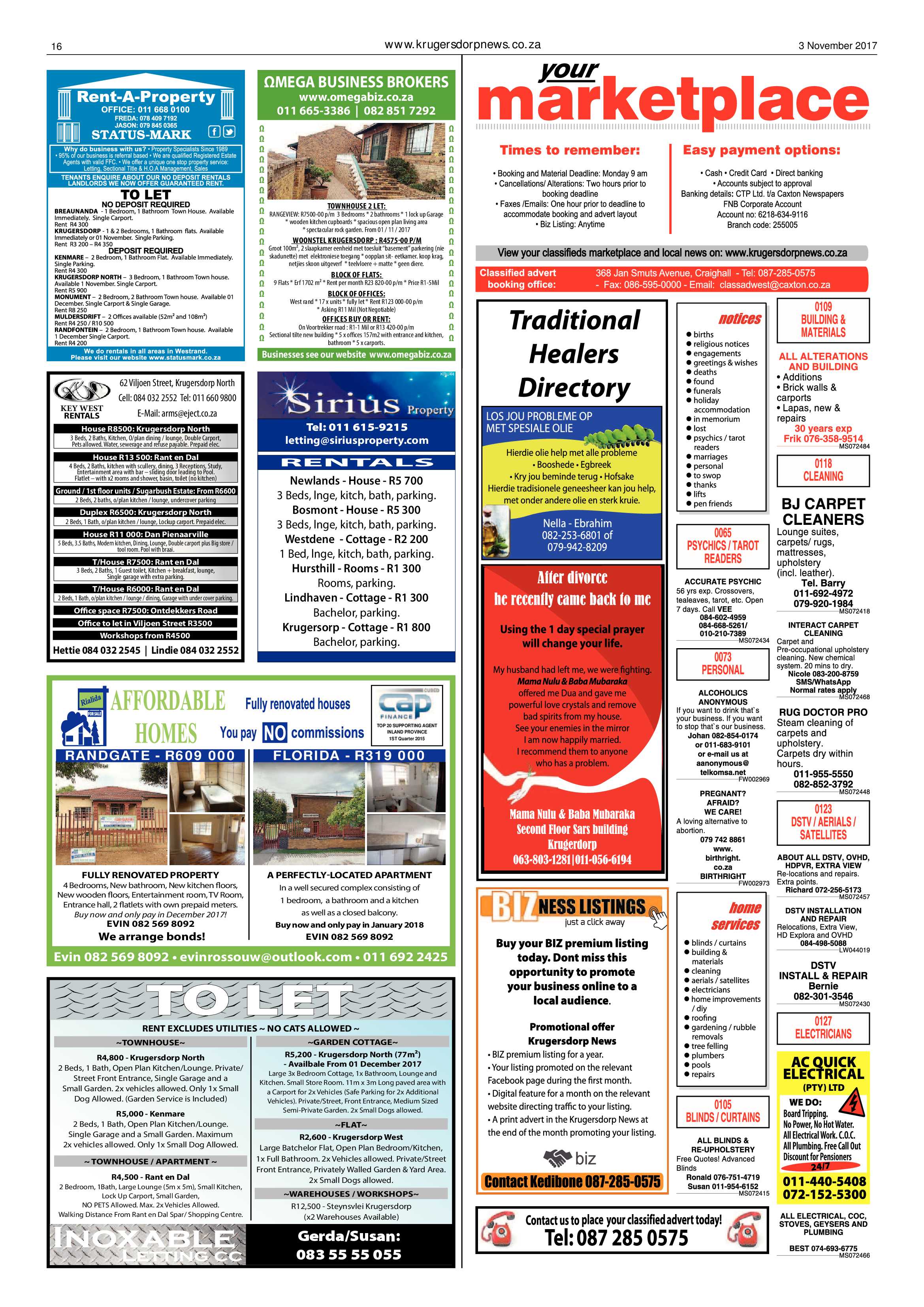 Krugersdorp News 3 November 2017 page 16