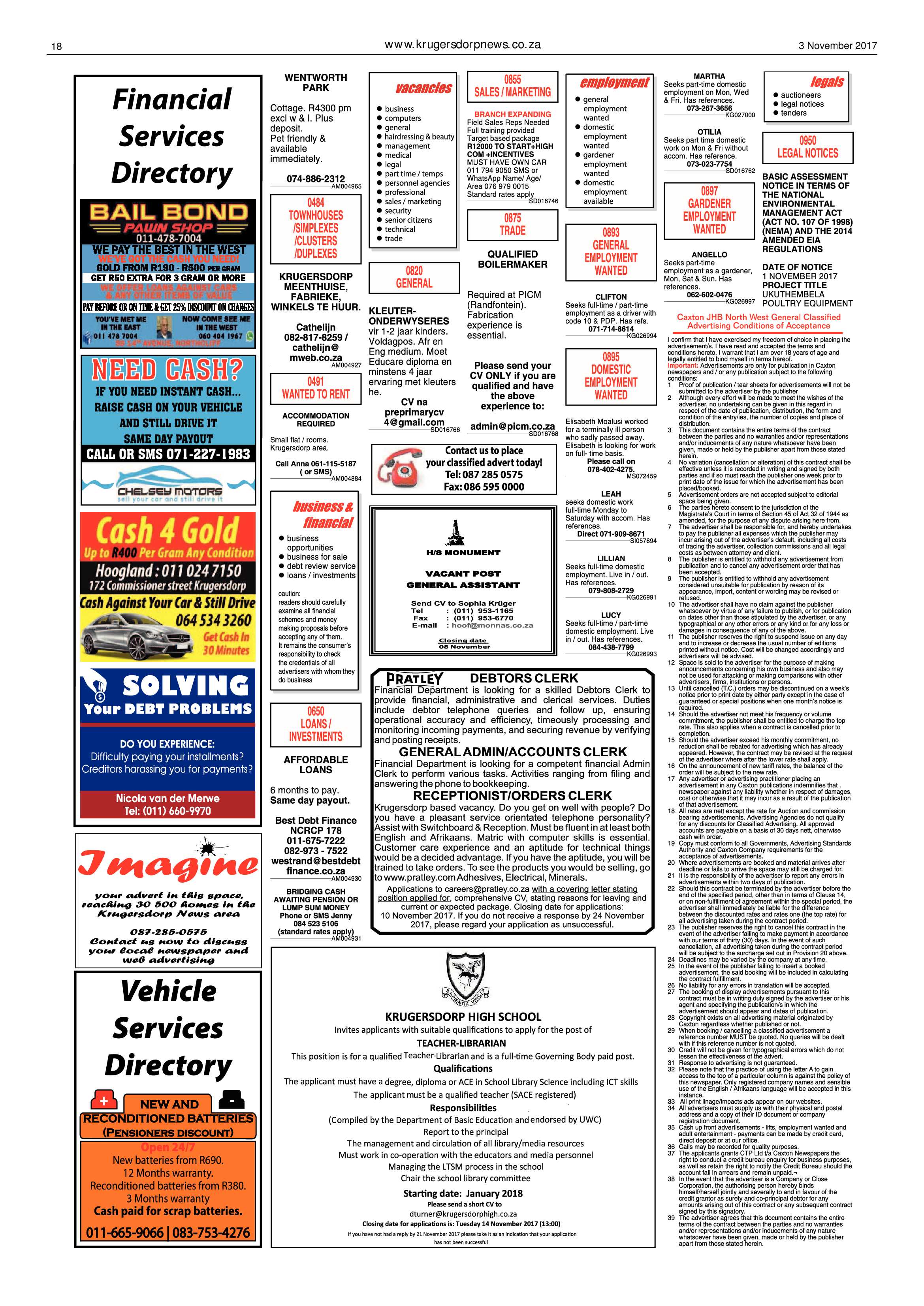 Krugersdorp News 3 November 2017 page 18