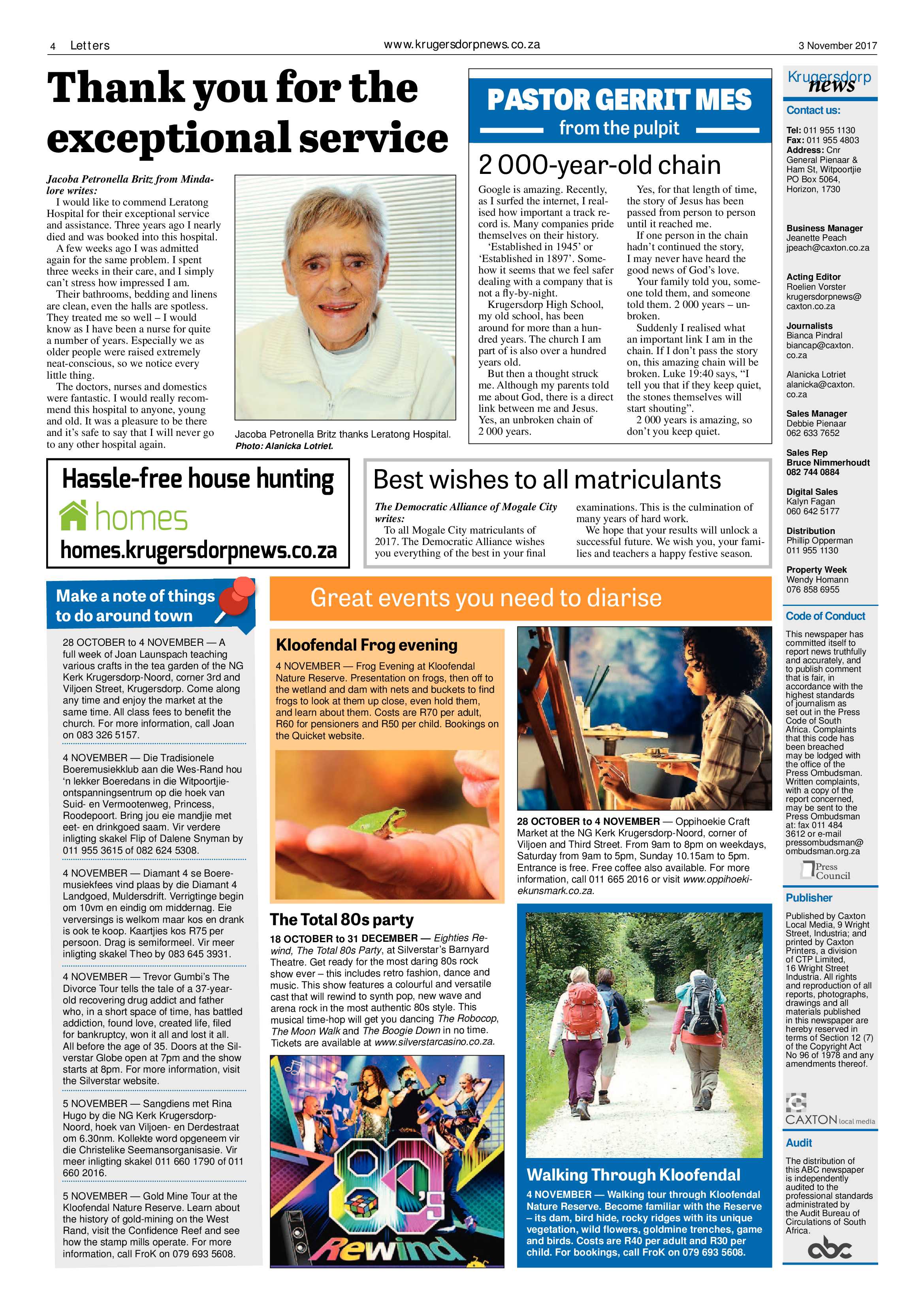 Krugersdorp News 3 November 2017 page 4