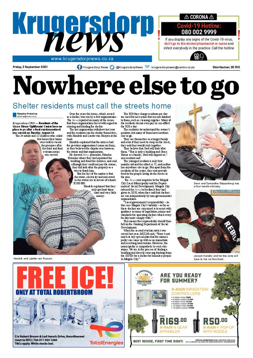 Krugersdorp News 3 September 2021 page 1