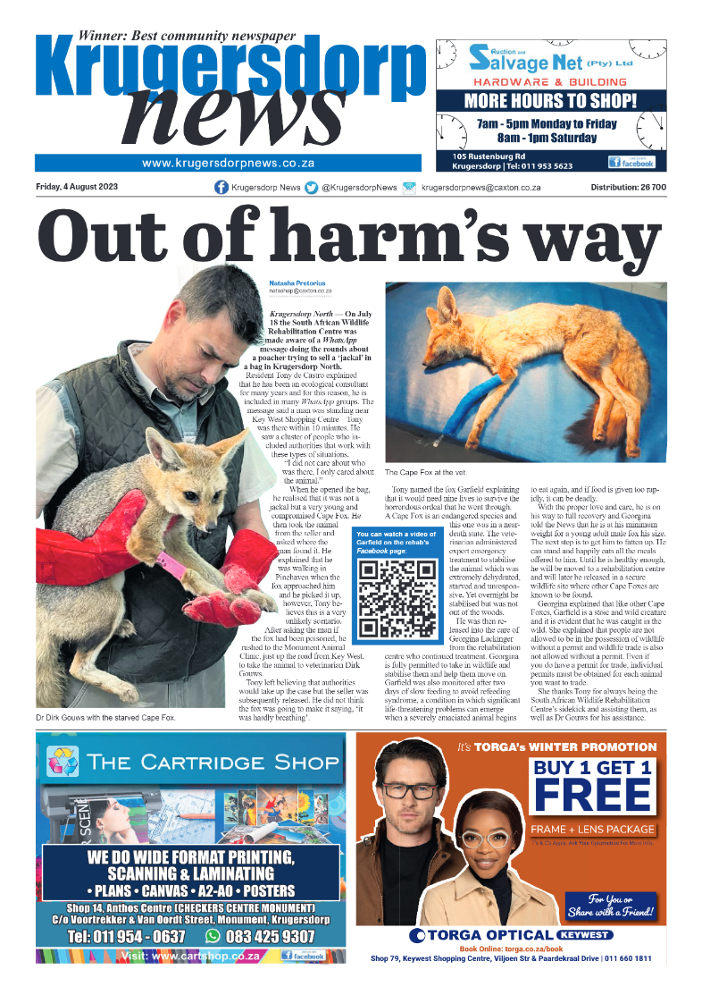 Krugersdorp News 4 August 2023 page 1