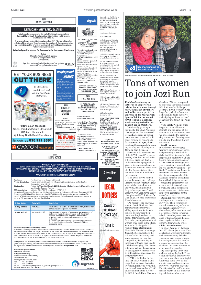 Krugersdorp News 4 August 2023 page 15