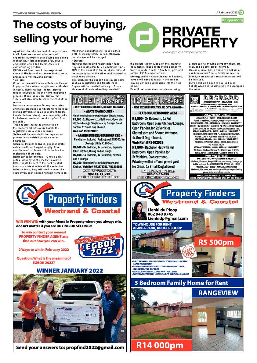 Krugersdorp News 4 February 2022 page 13