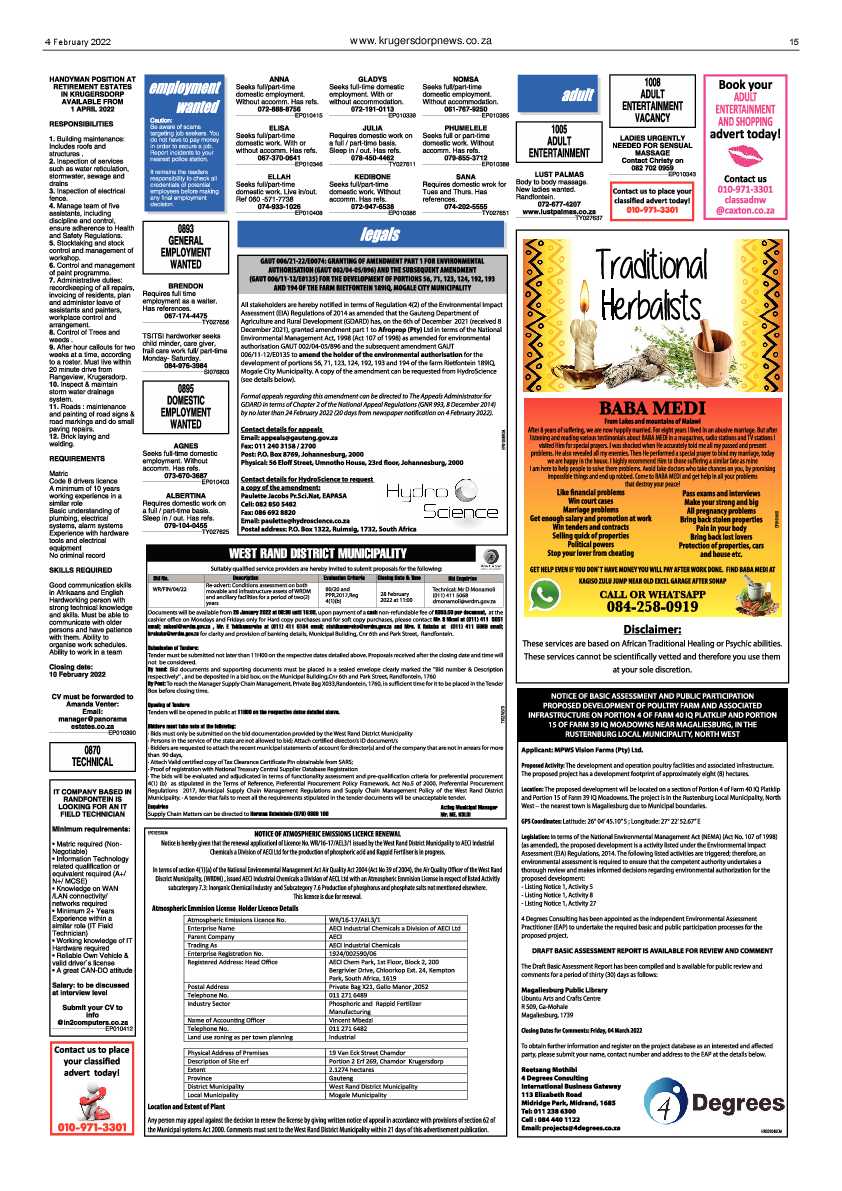 Krugersdorp News 4 February 2022 page 15