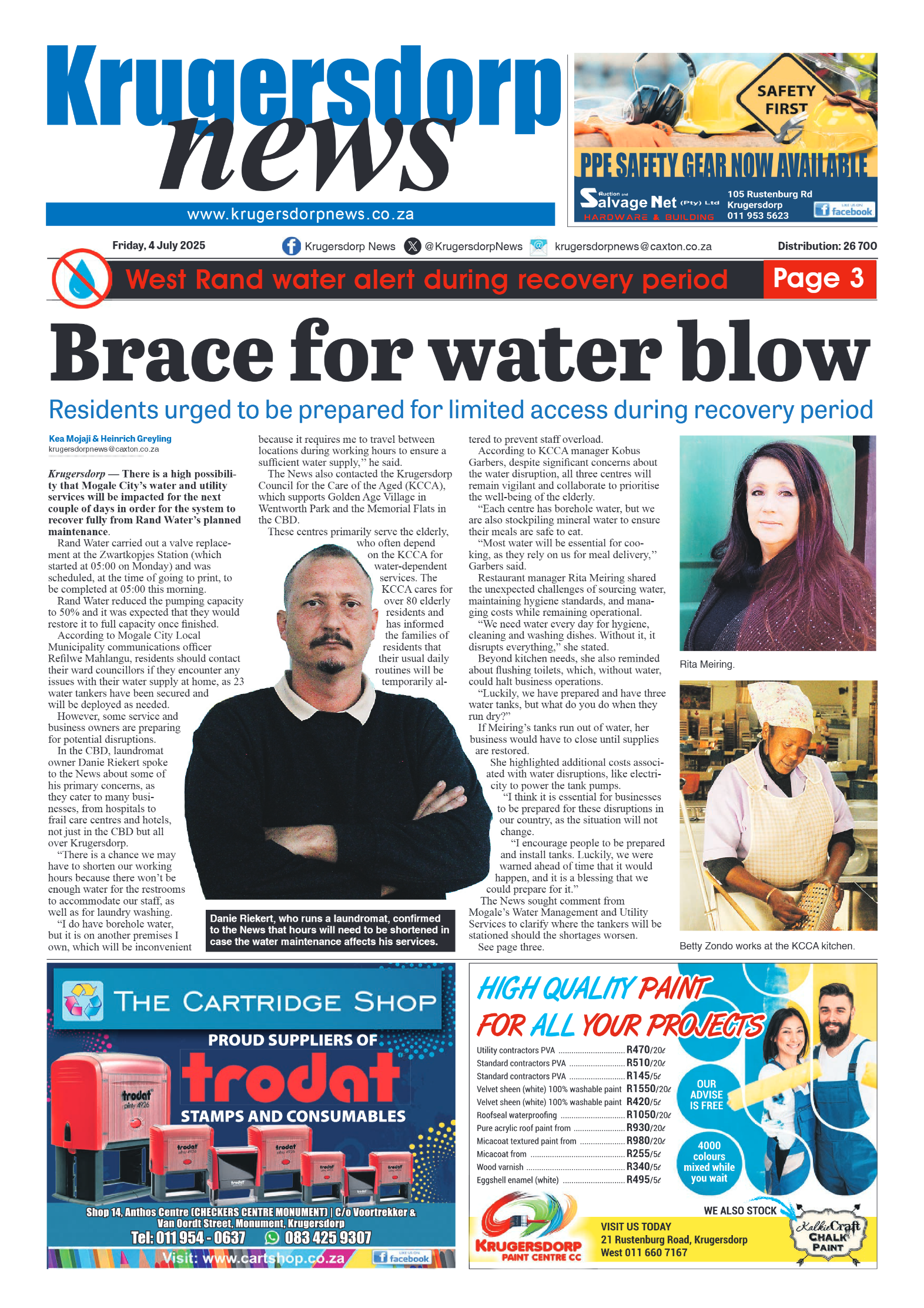 Krugersdorp News 4 July 2025 page 1