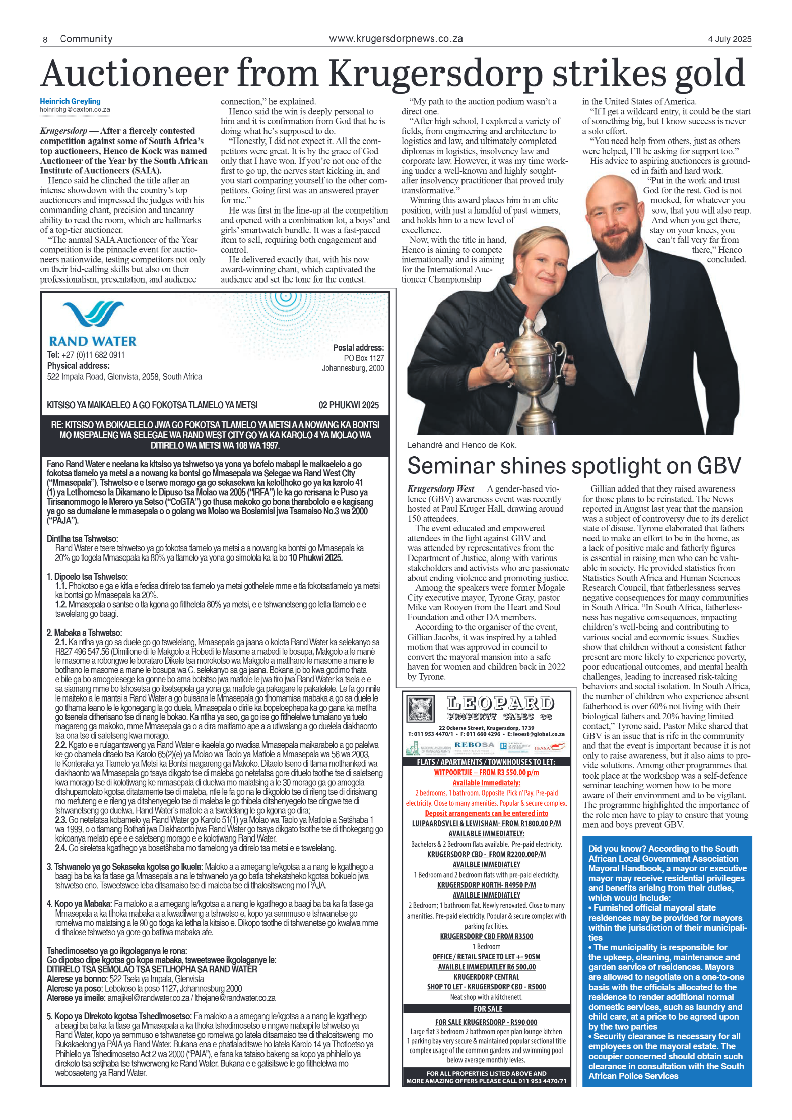 Krugersdorp News 4 July 2025 page 8