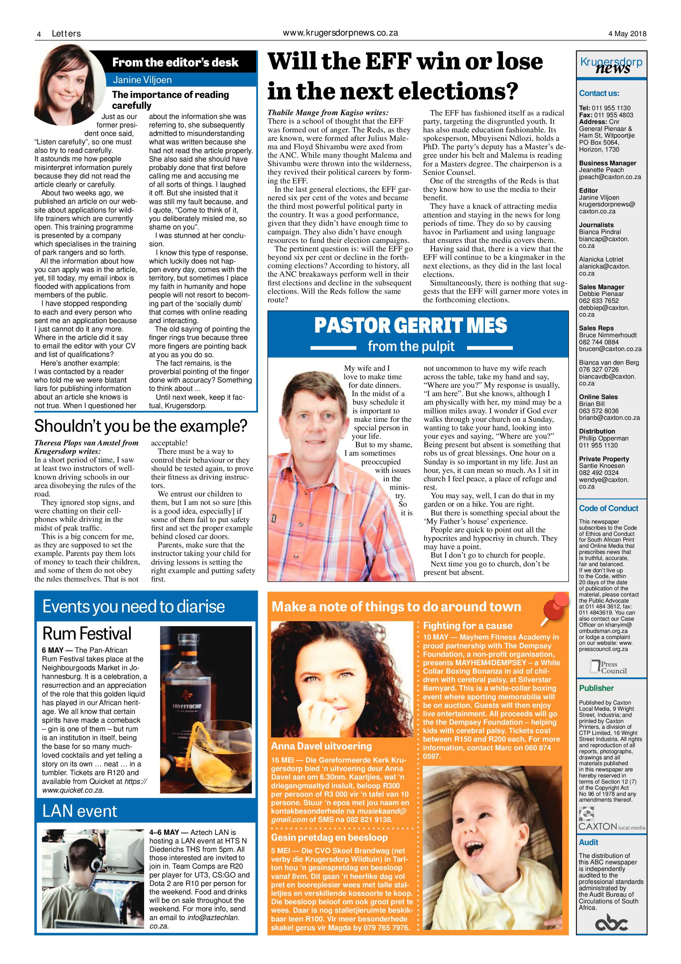 Krugersdorp News 4 May 2018 page 4