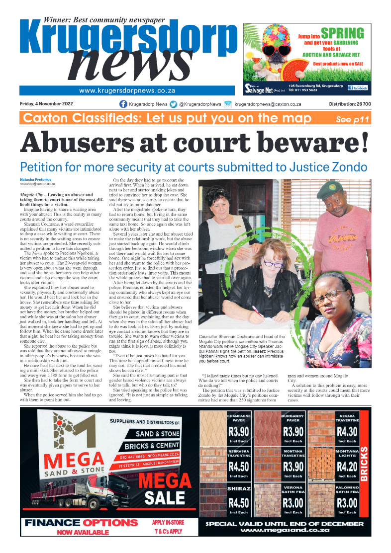 Krugersdorp News 4 November 2022 page 1