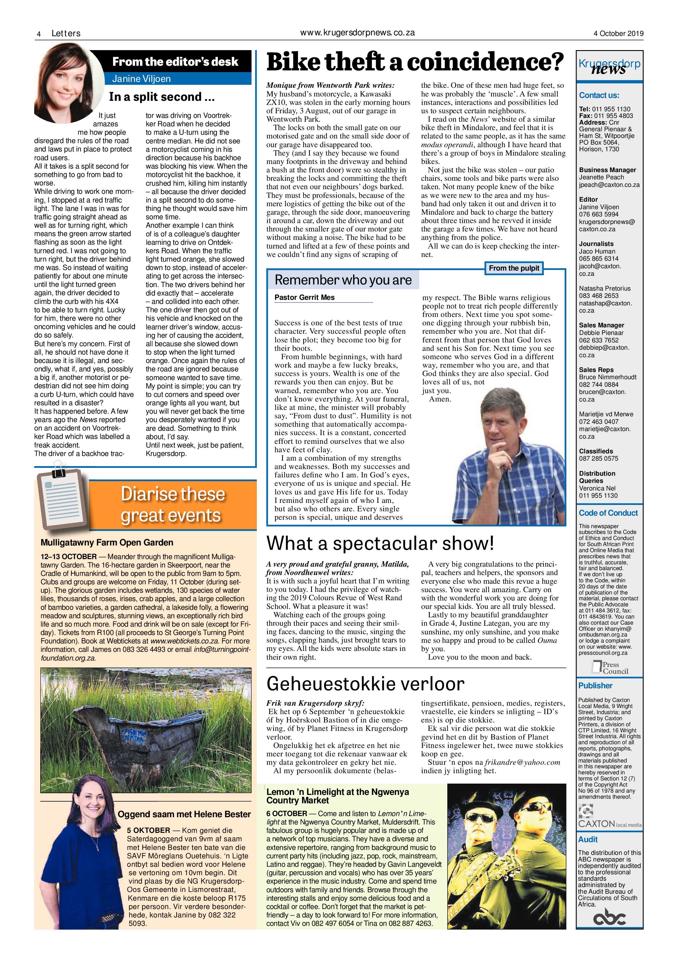 Krugersdorp News 4 October 2019 page 4