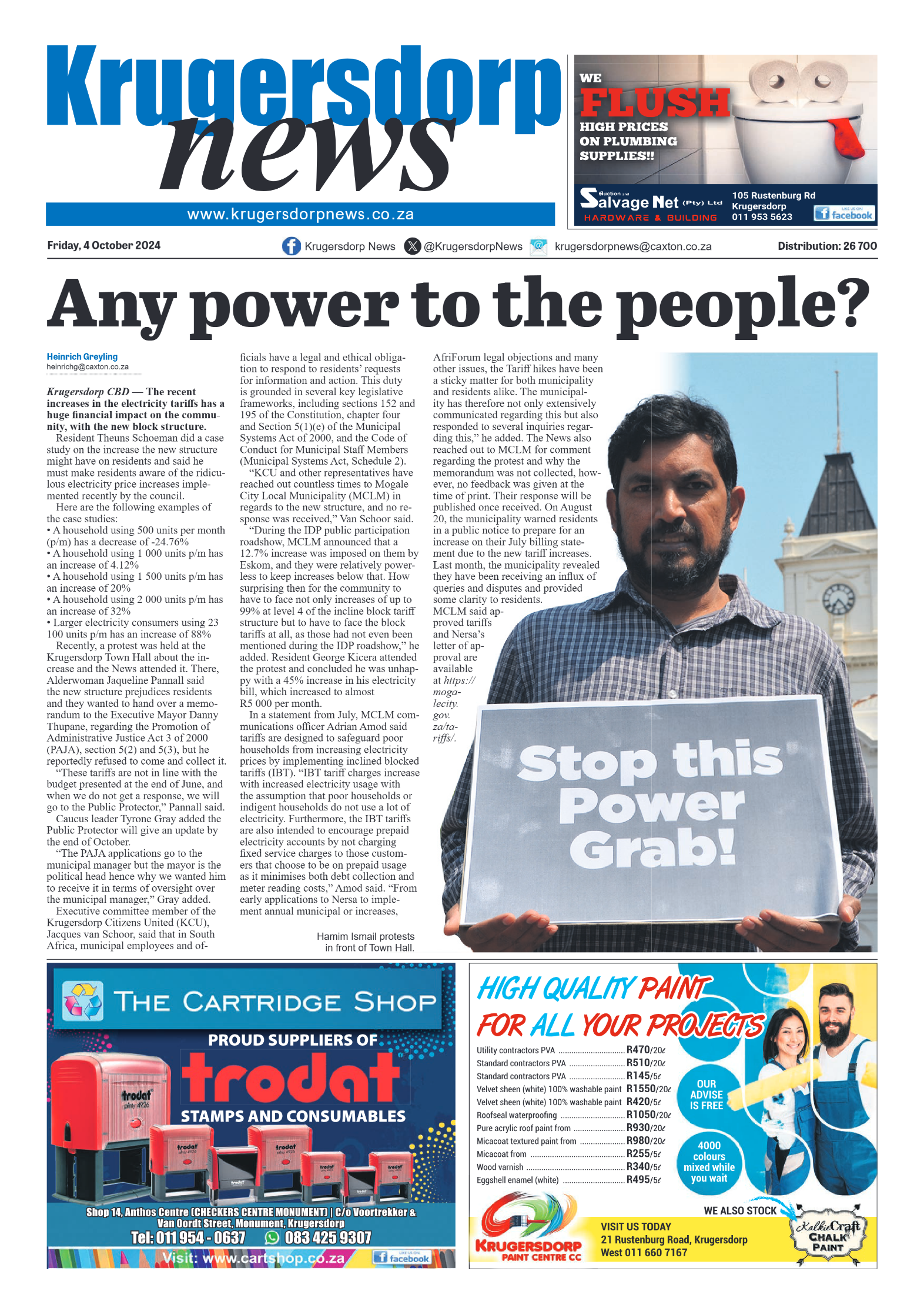 Krugersdorp News 4 October 2024 page 1