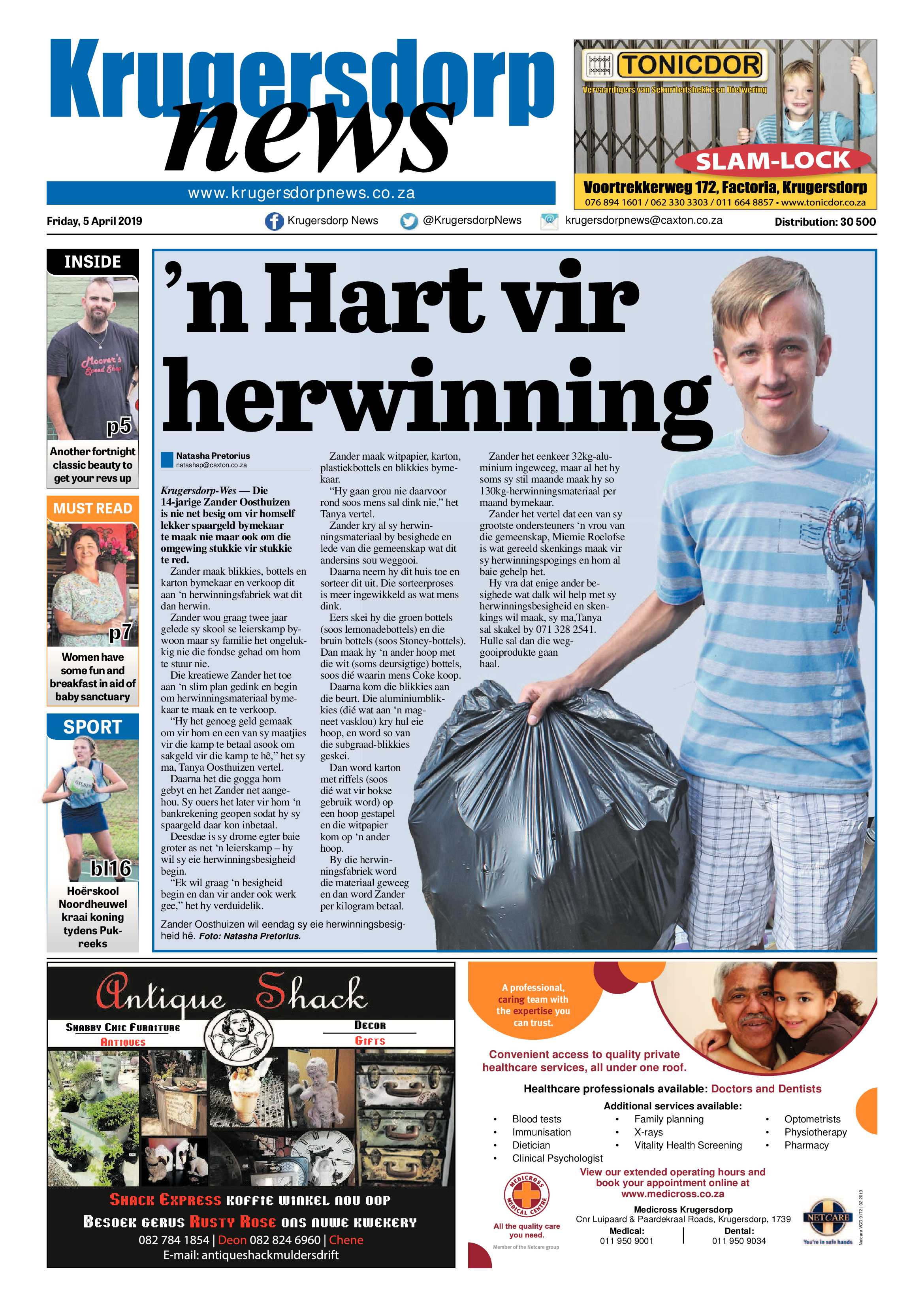 Krugersdorp News 5 April 2019 page 1