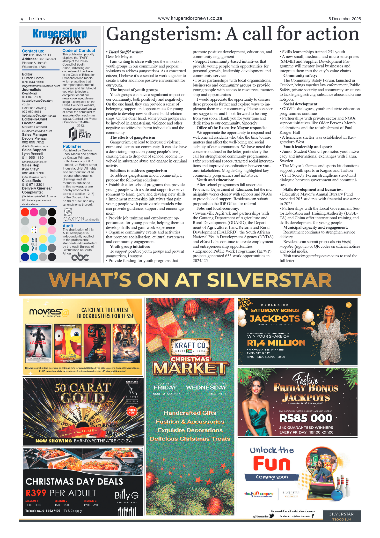 Krugersdorp News 5 December 2025 page 4