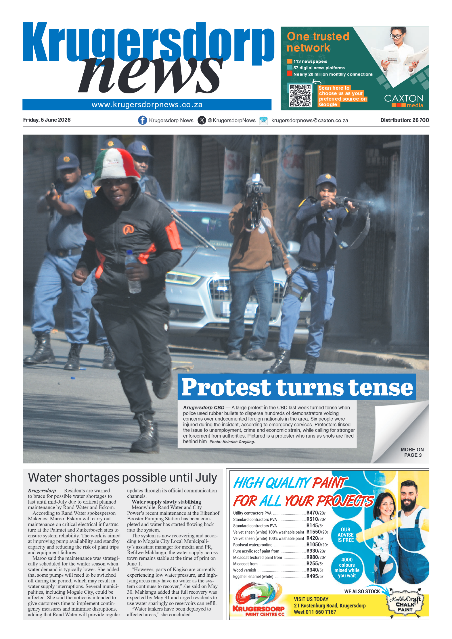 Krugersdorp News 5 June 2026 page 1