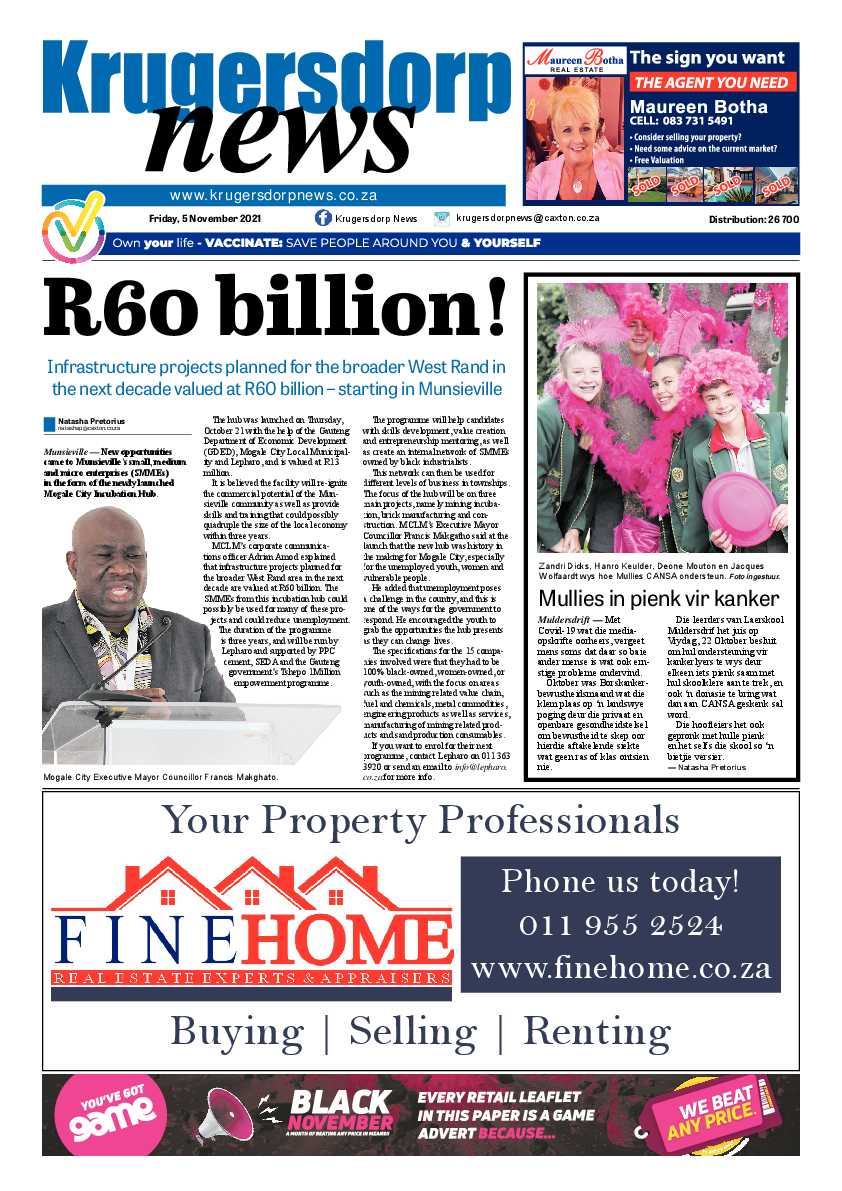 Krugersdorp News 5 November 2021 page 1