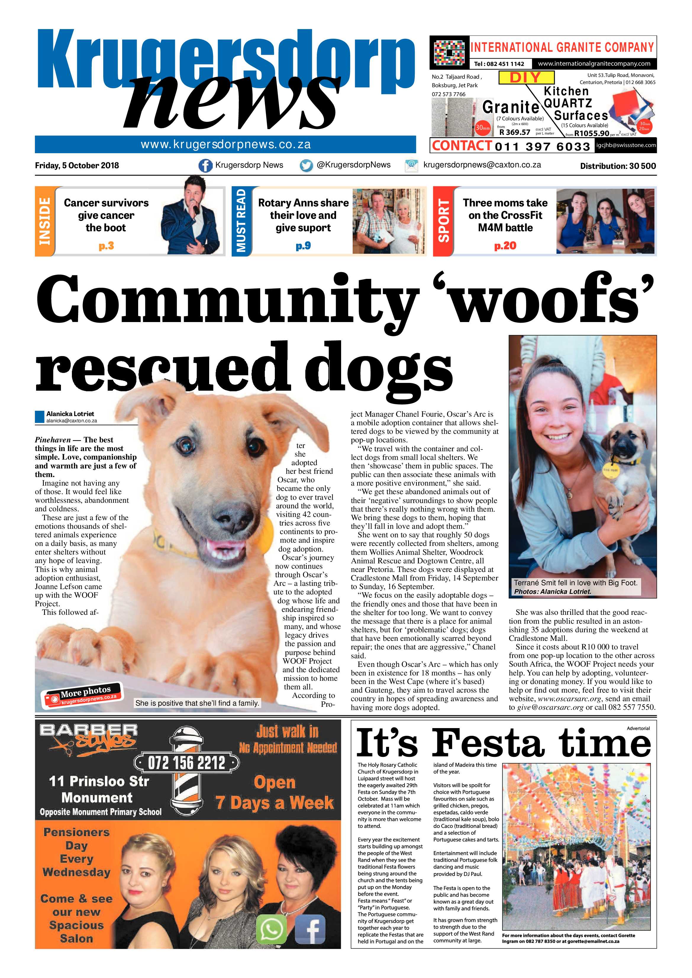 Krugersdorp News 5 October 2018 page 1