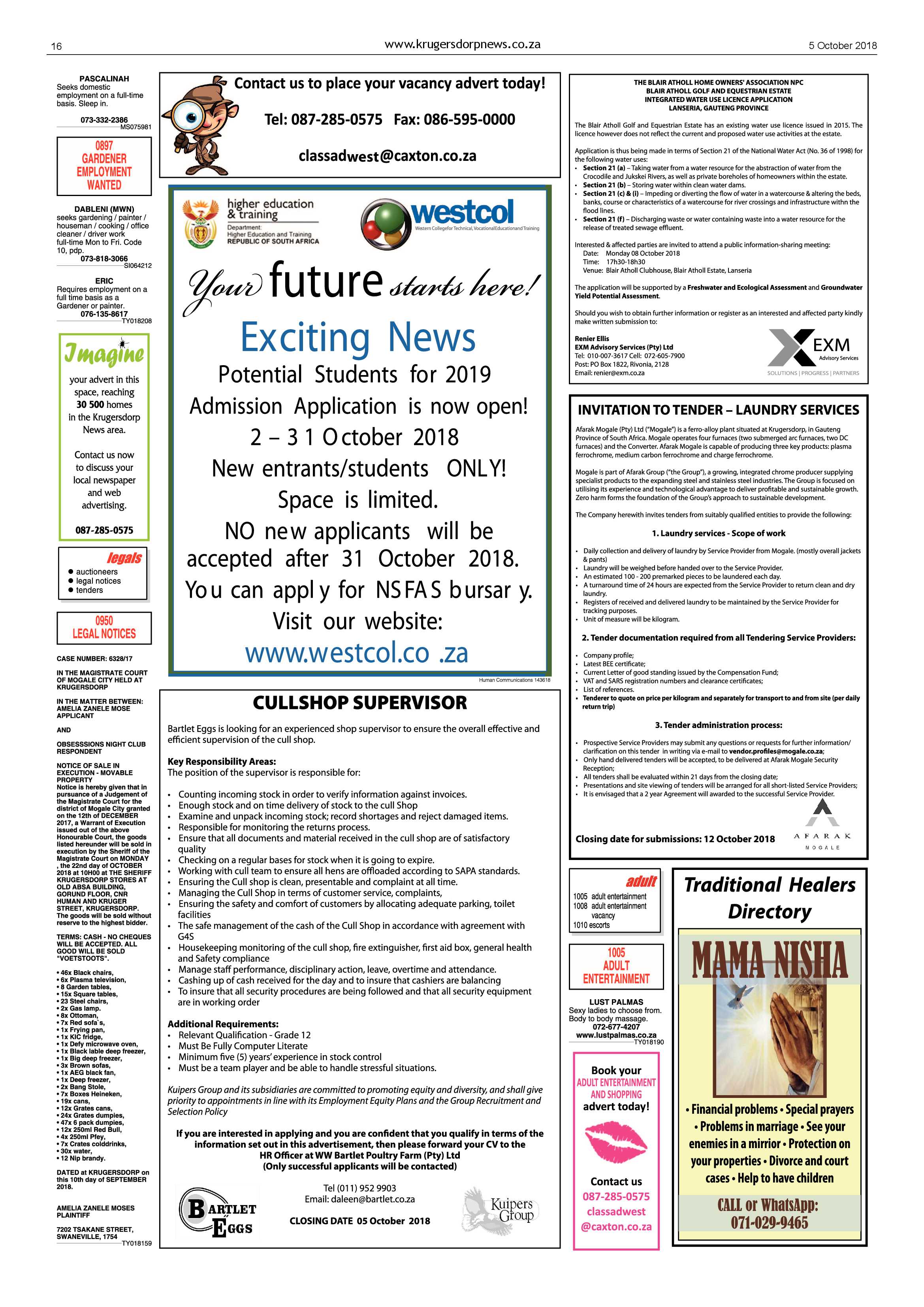 Krugersdorp News 5 October 2018 page 16