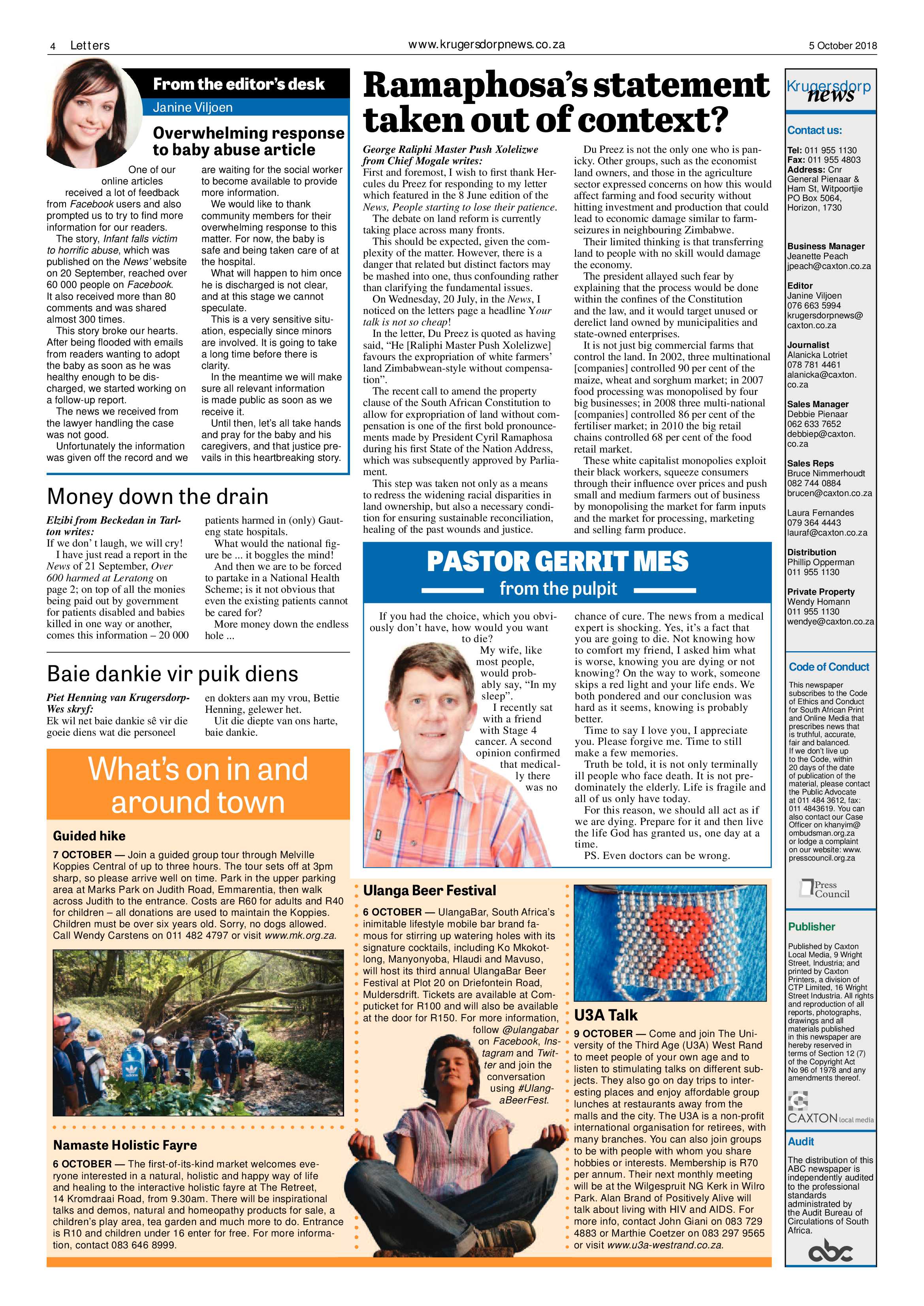 Krugersdorp News 5 October 2018 page 4