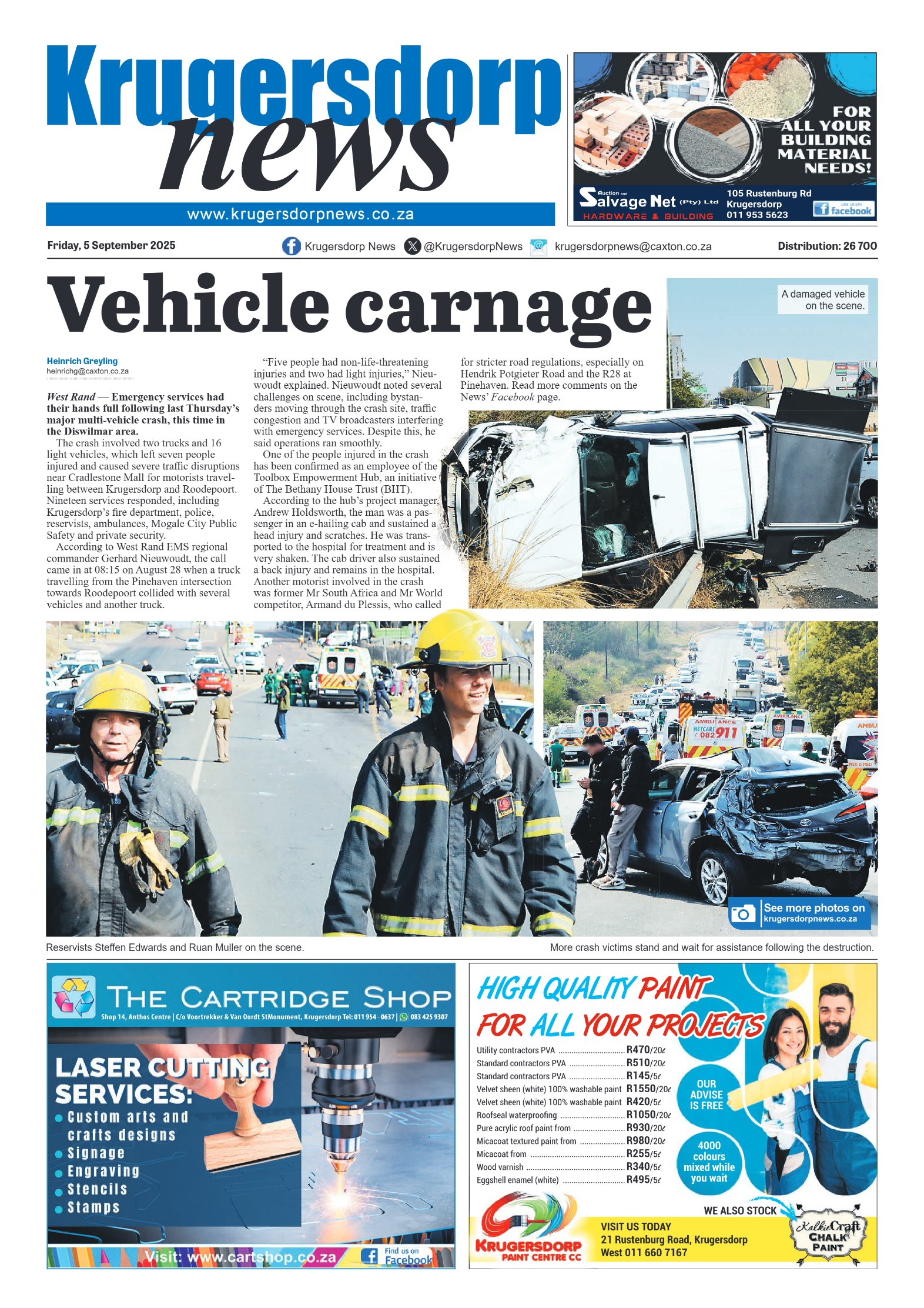 Krugersdorp News 5 September 2025 page 1