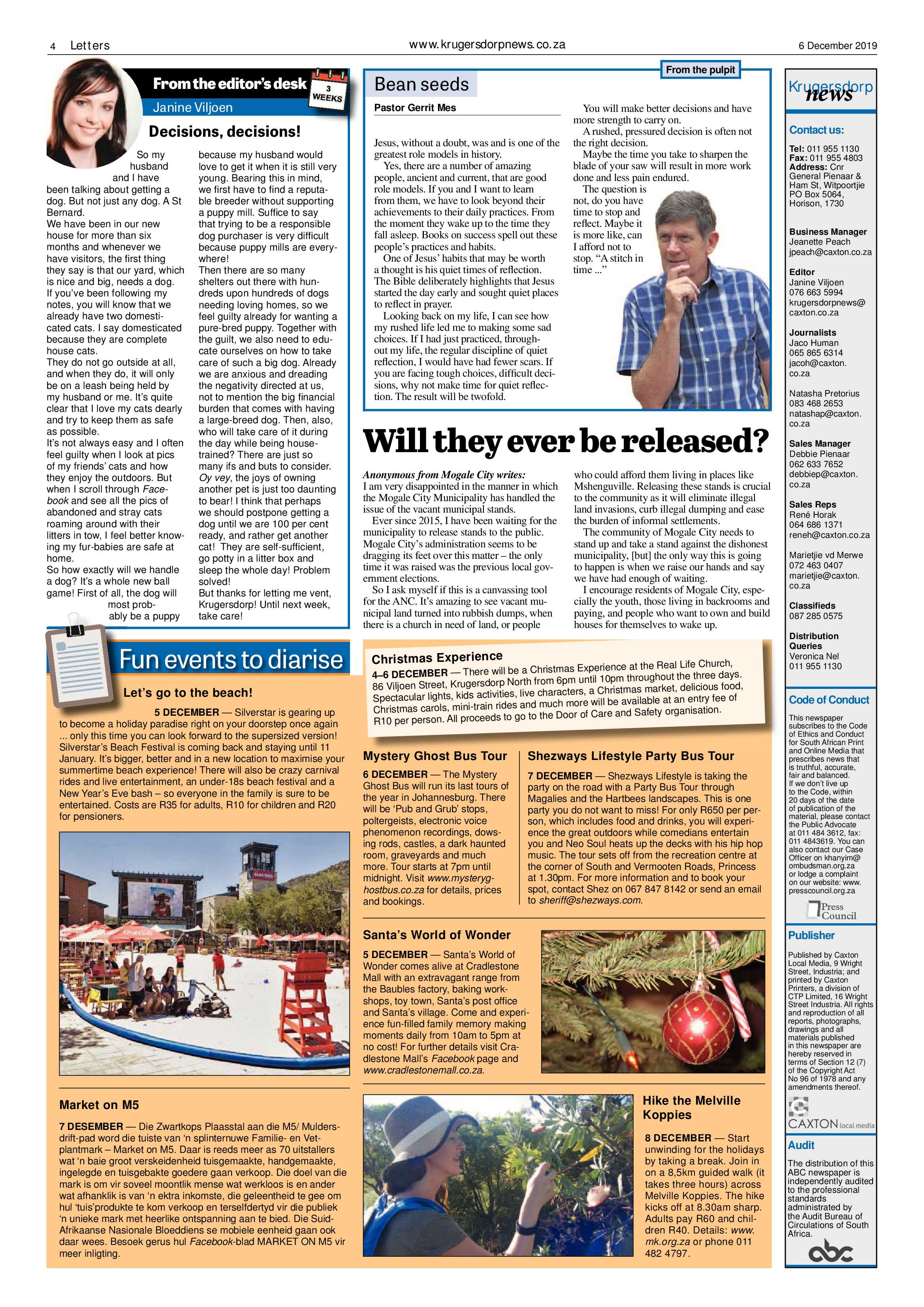 Krugersdorp News 6 December 2019 page 4