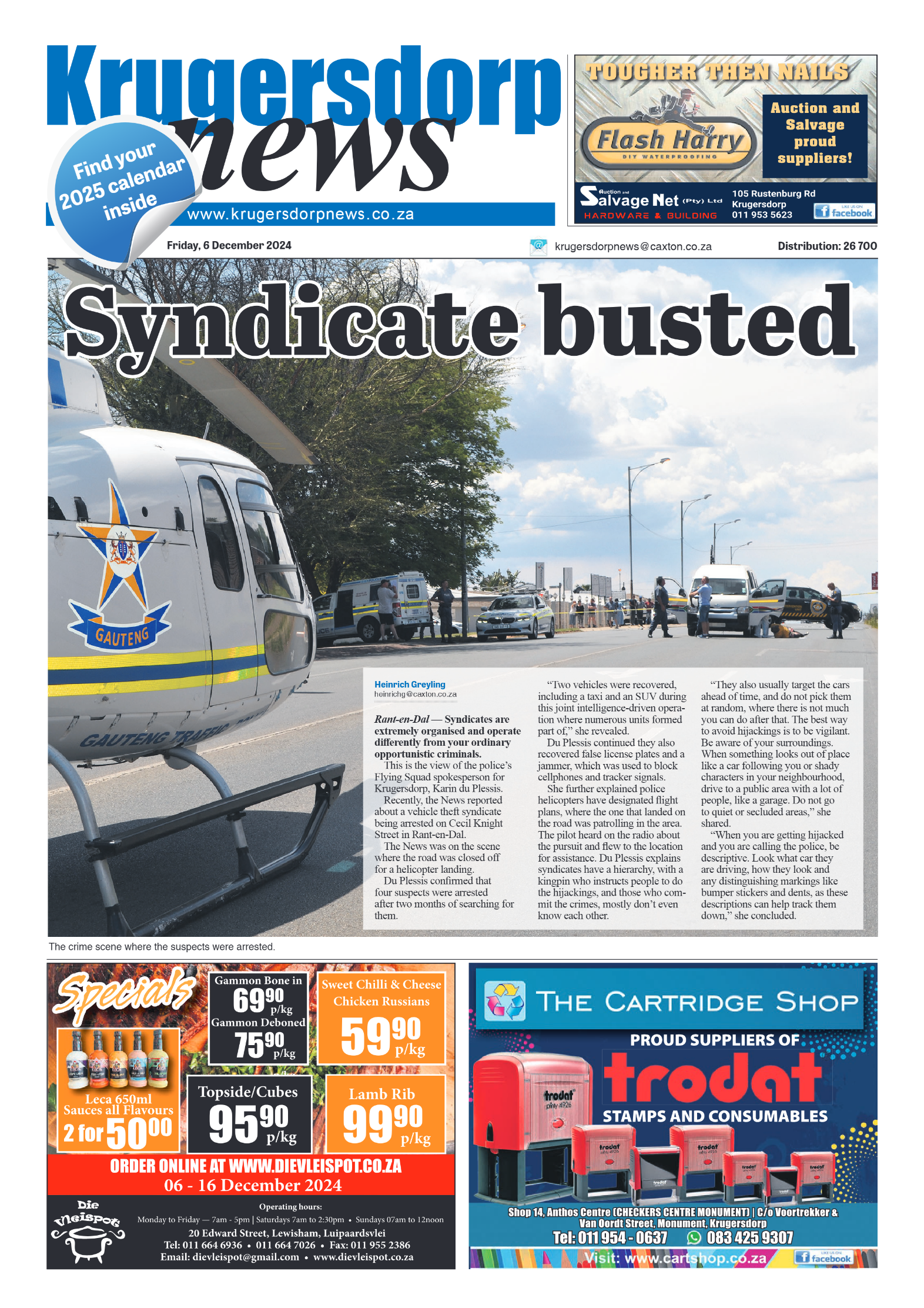 Krugersdorp News 6 December 2024 page 1