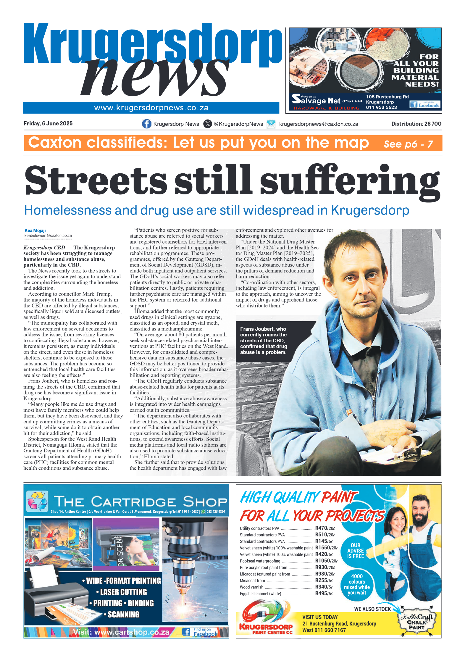 Krugersdorp News 6 June 2025 page 1
