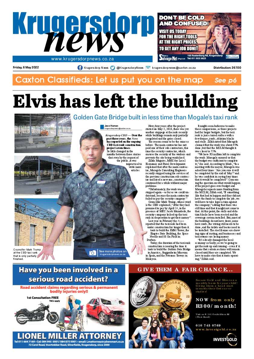 Krugersdorp News 6 May 2022 page 1